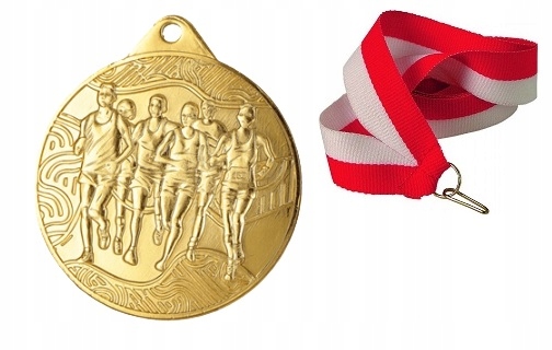 Medal Złoty Biegi Bieganie 50MM +wstążka Nowy Wzór