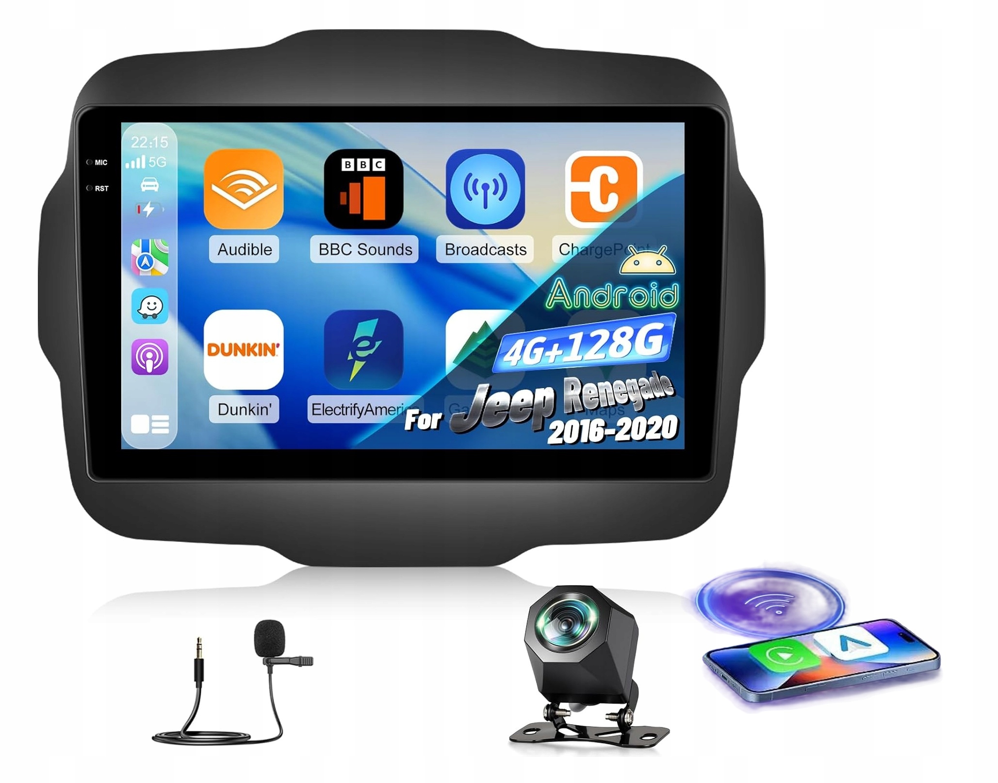 Rádio Gps navigace Jeep Renegade 4GB/128GB 2016-2020 2 Din Android Carplay