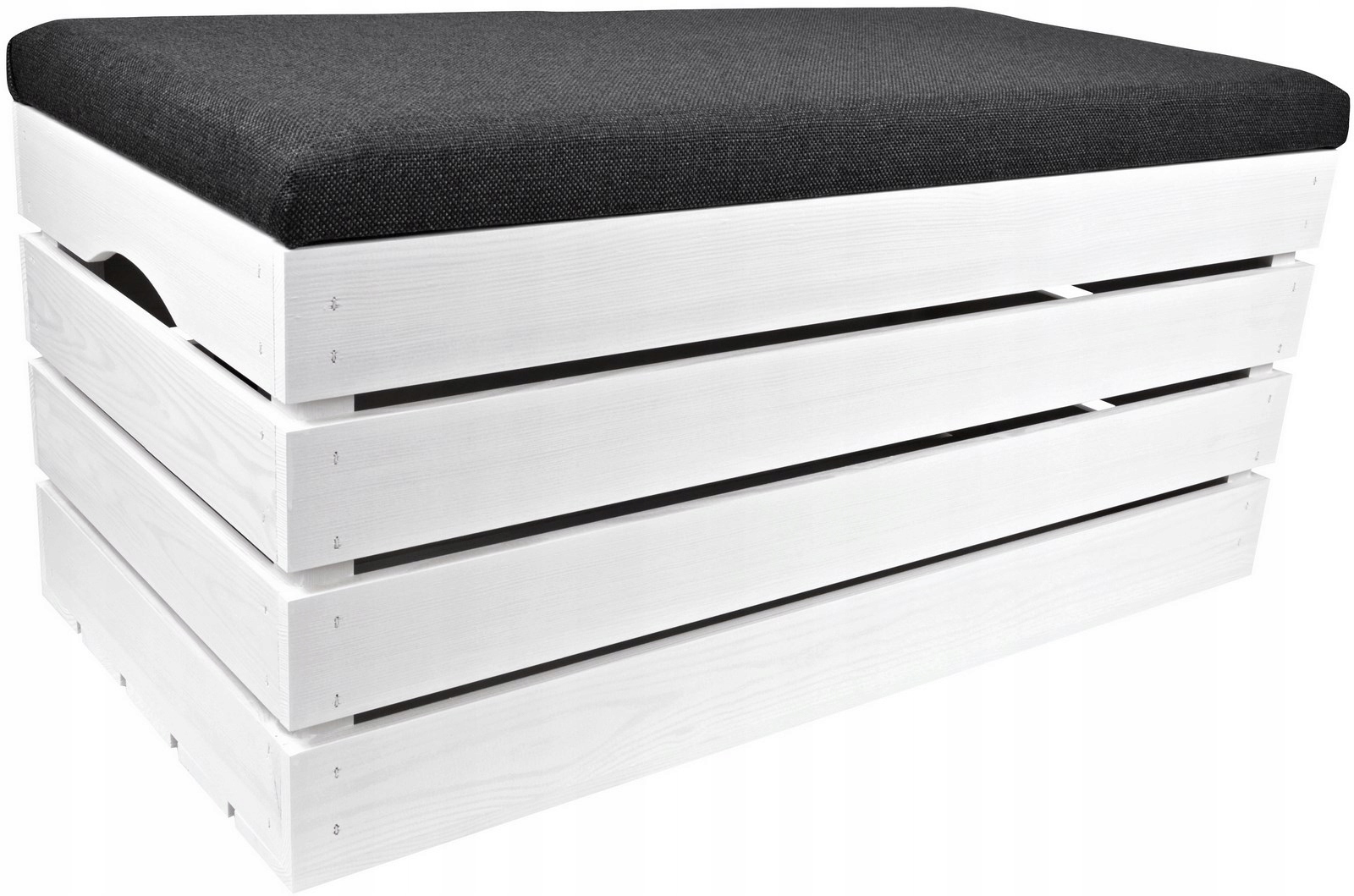 DUŻA PUFA KUFER BIAŁY SIEDZISKO SKRZYNIA DREWNIANA