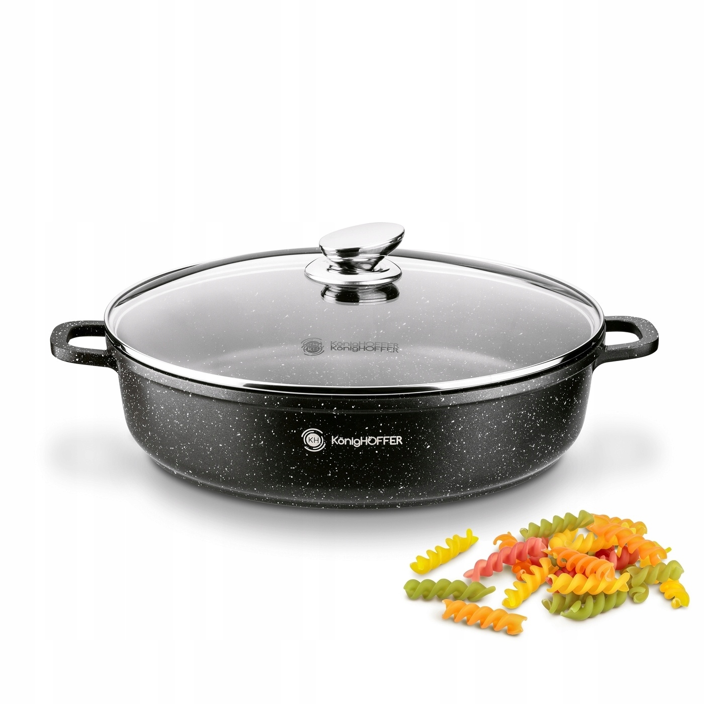 Patelnia Głęboka Indukcja Krótkie Uchwyty Konighoffer Pollo Black 32x8 cm