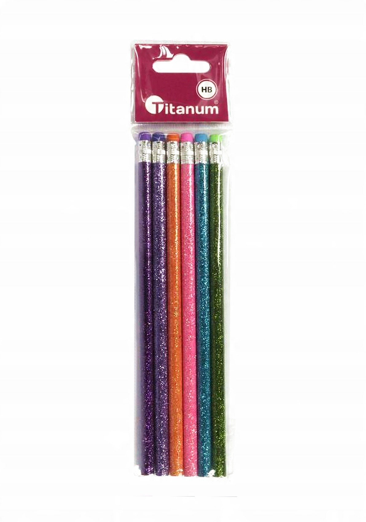 

Ołówki brokatowe z gumką Hb 6 szt. Titanum