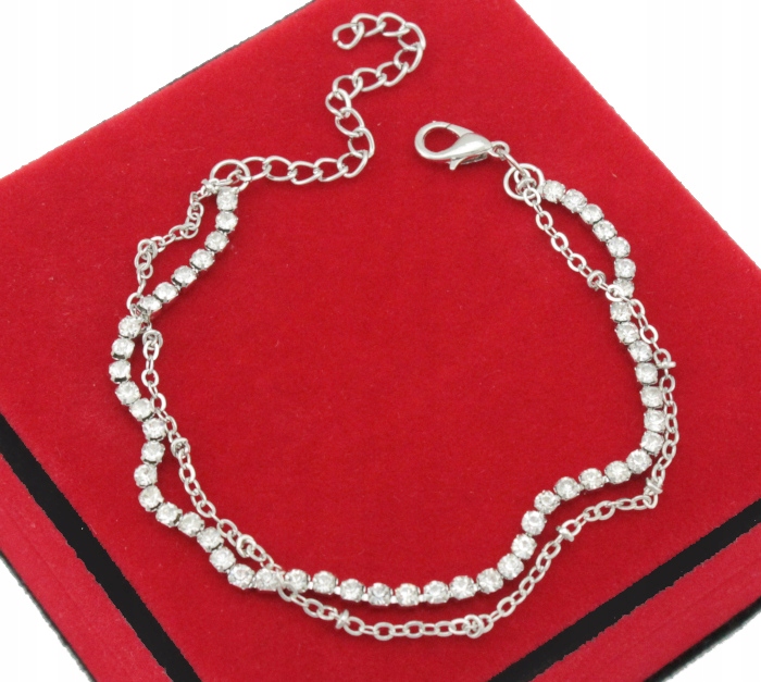 

Bransoletka Srebrna Podwójna Łańcuszek Cyrkonie