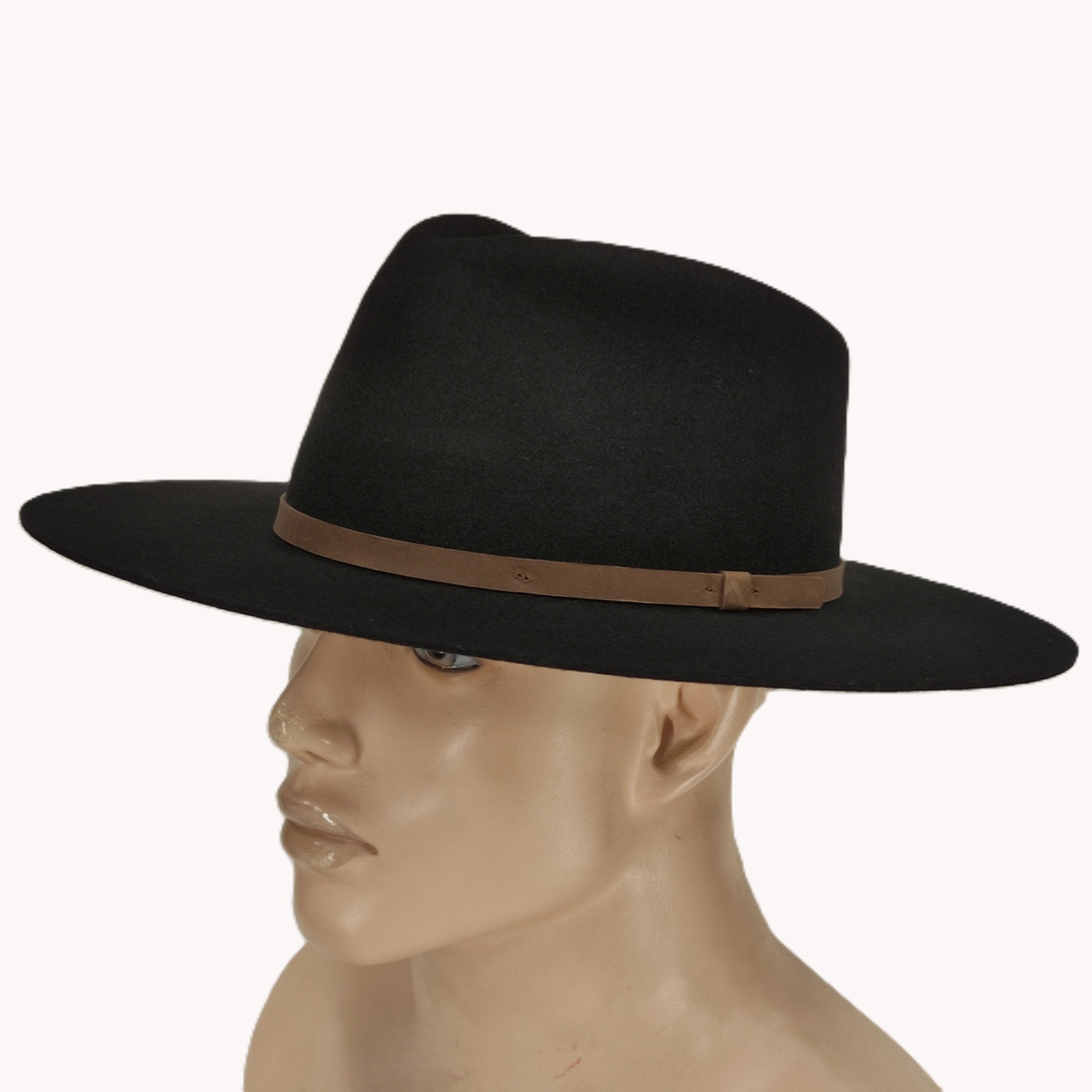 Pánský dámský klobouk Pevný Jednoduchý Široký Krempa plst vlna Skoczów 60 cm