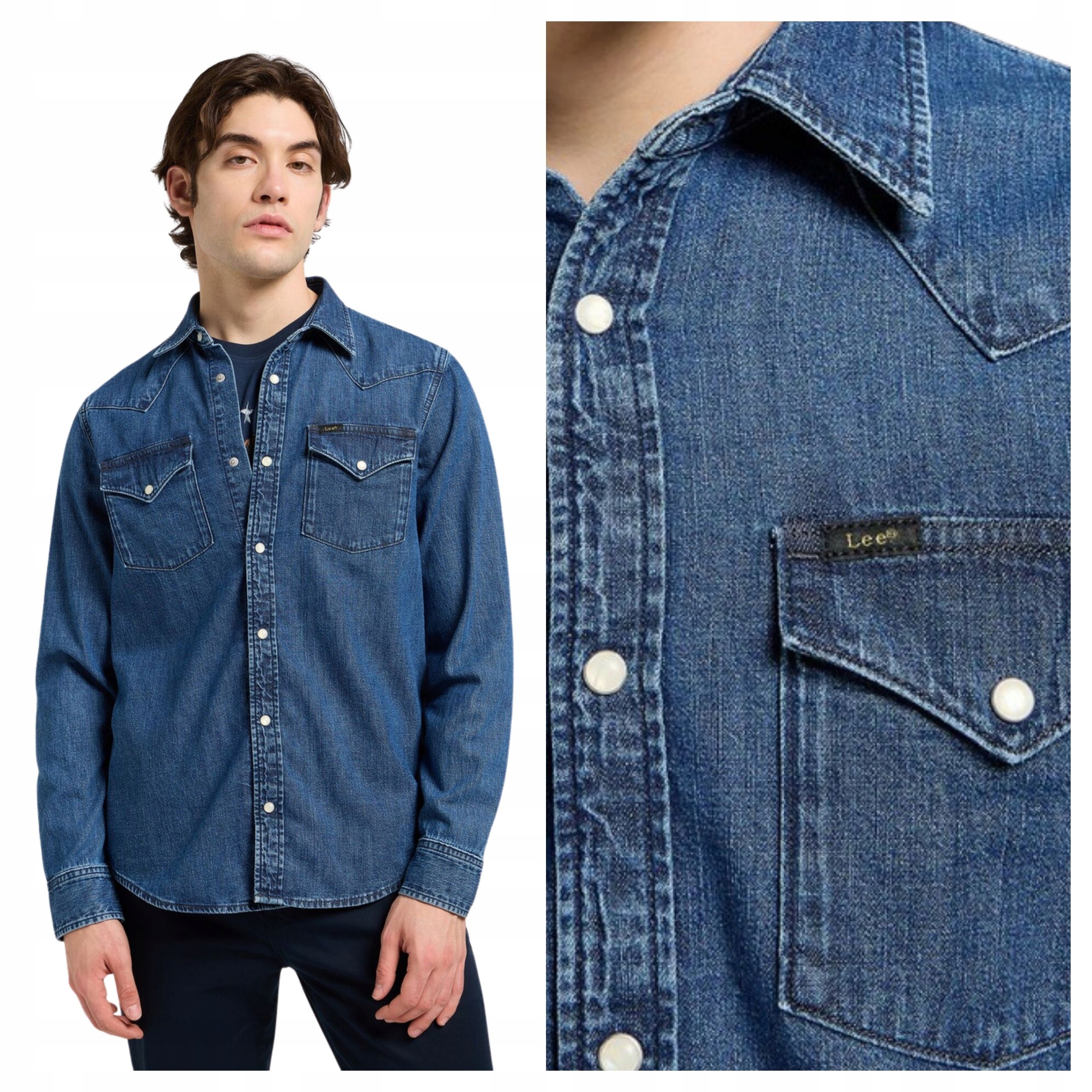 Pánská košile Lee Regular Western Shirt Modrá Klasická Na Každý Den M