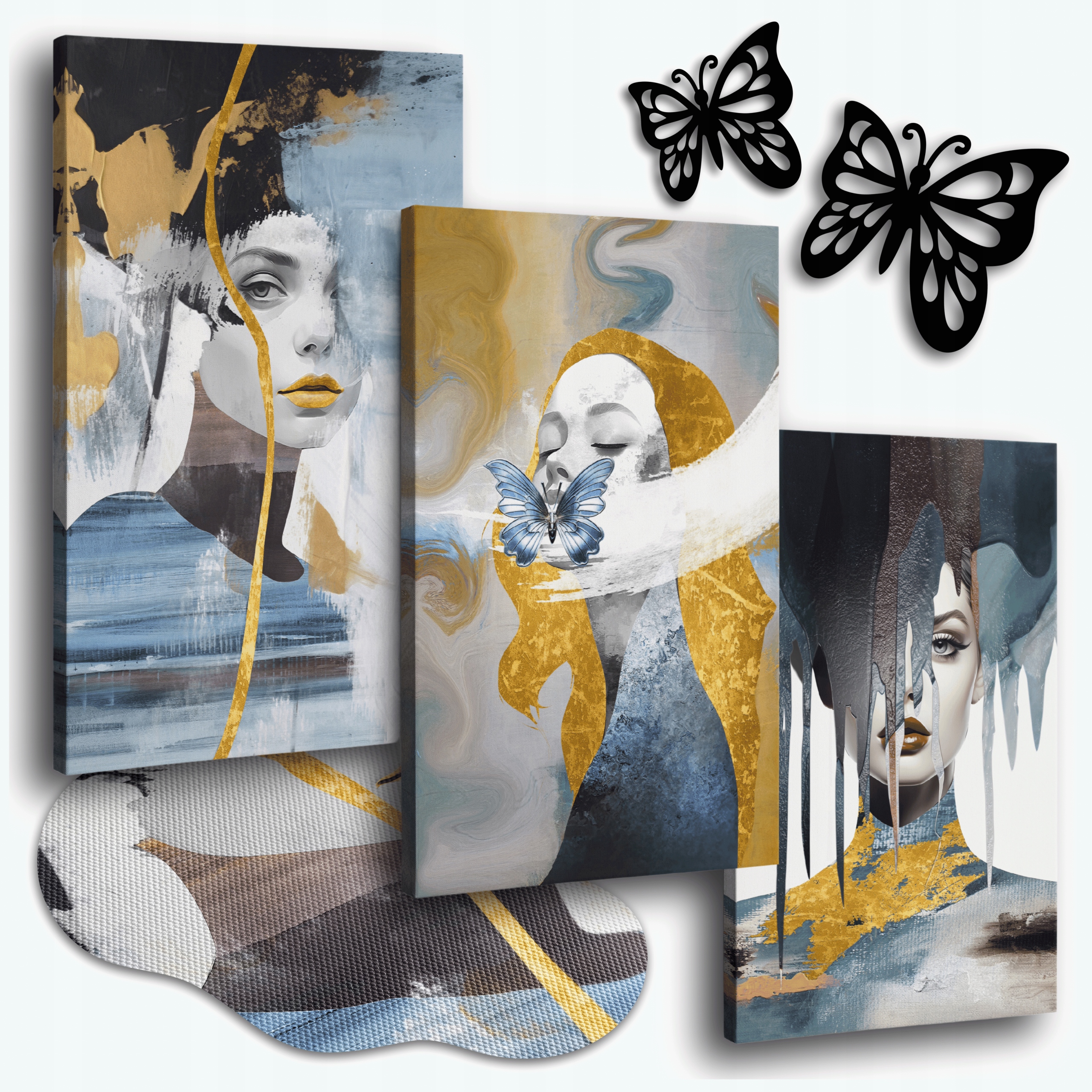 Obraz Na Plátne 150x70 cm Obrazy Do Obývačky Triptych Tváre Ženy Postavy