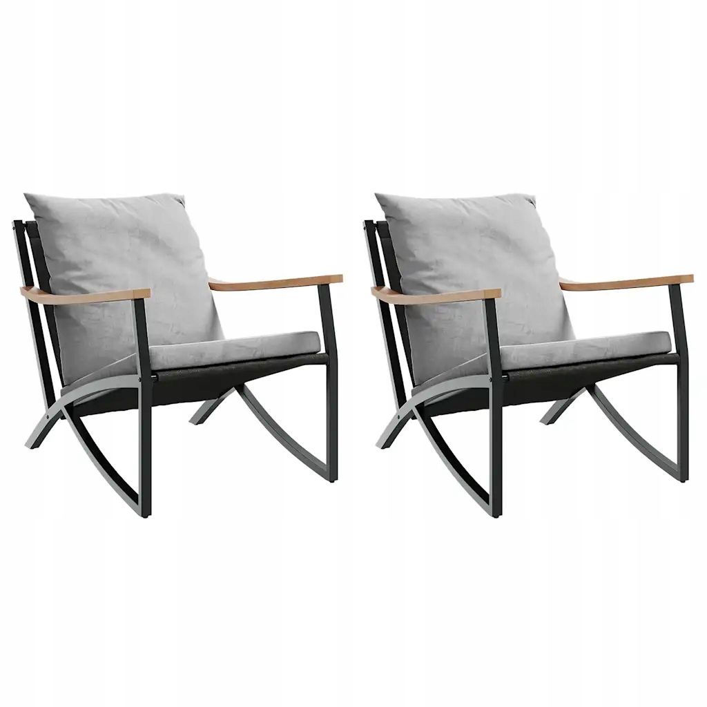 Zahradní křeslo s textilií, černé, 65,5x79,5x68 cm, Polštáře světle šedé