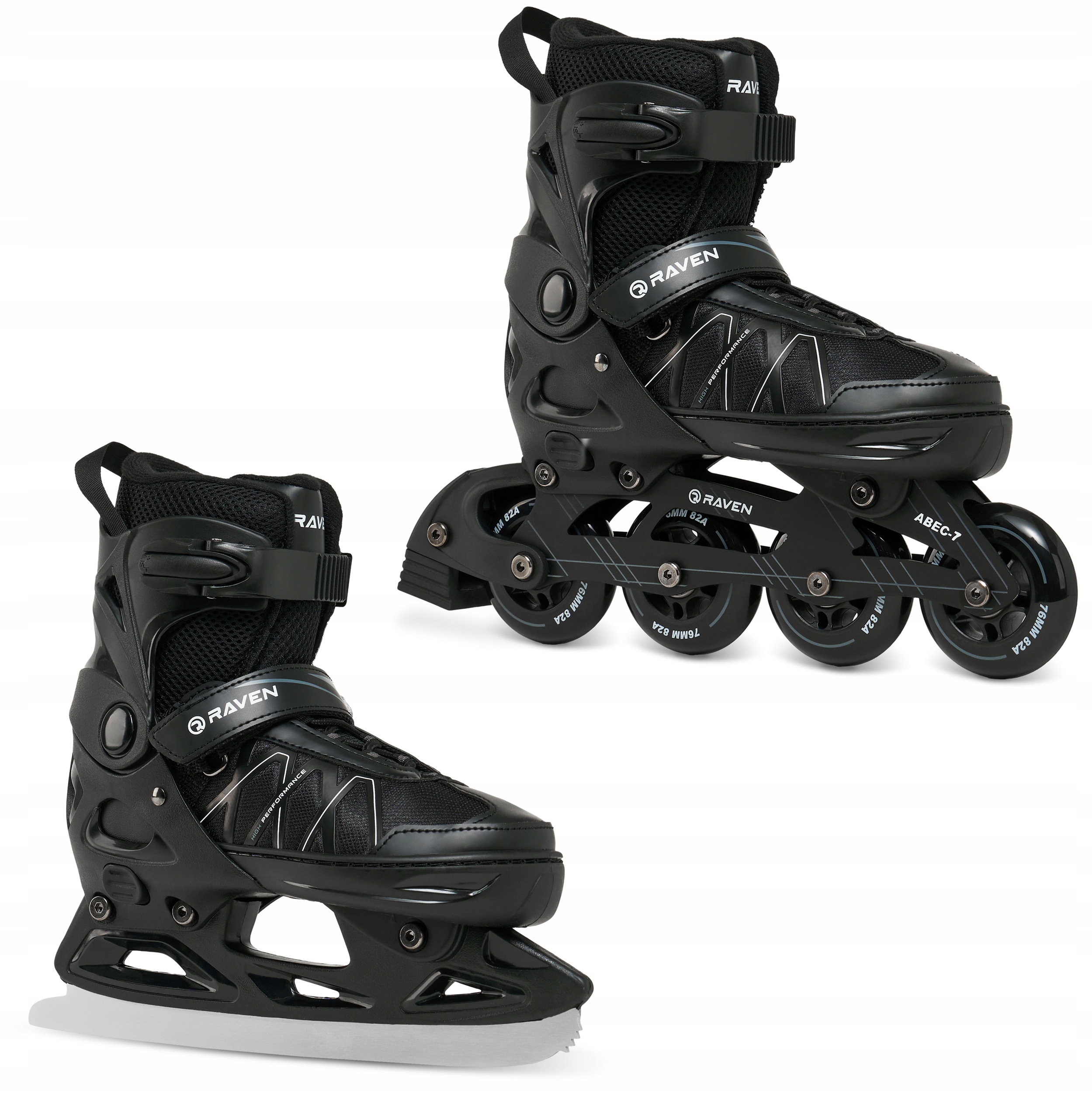 Rolki Łyżwy figurowe 2w1 Regulowane Raven Expert Black 40-43