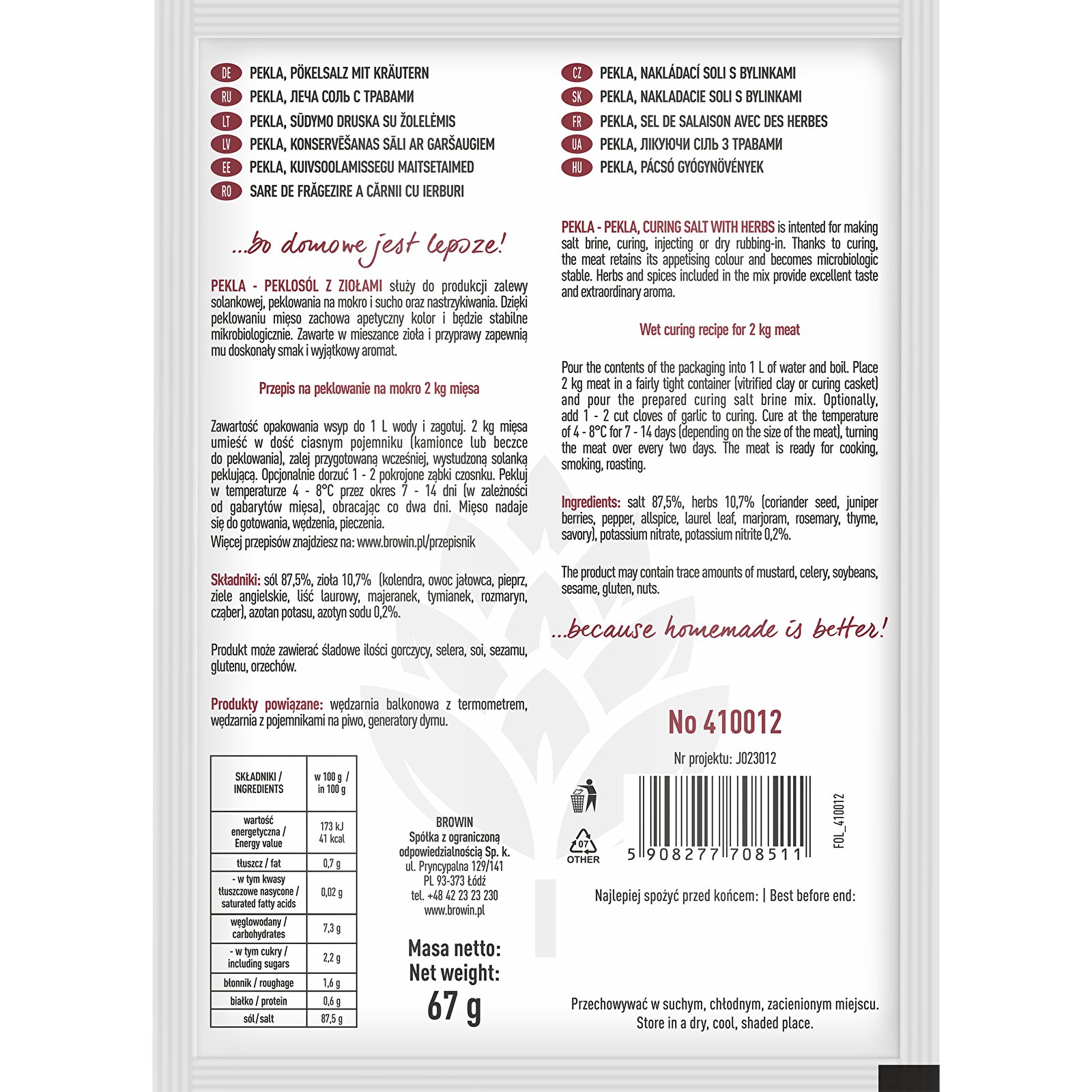 PEKLOSÓL Z ZIOŁAMI DO PEKLOWANIA MIĘS NA 2KG EAN (GTIN) 5908277708511