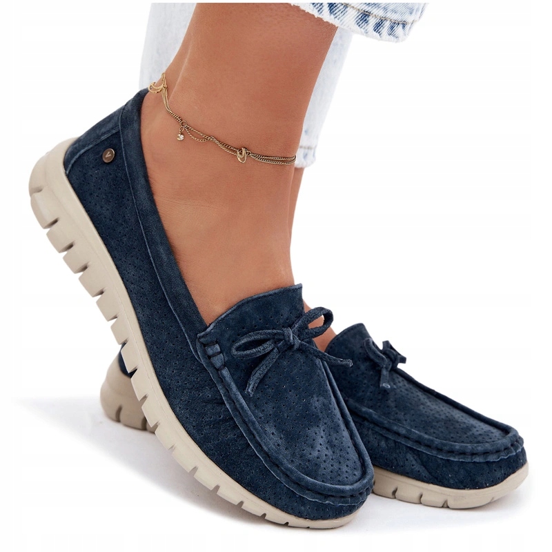 Dámské Mokasíny Lehké Pohodlné Kůže Semiš Vinceza 95401 Modré 39