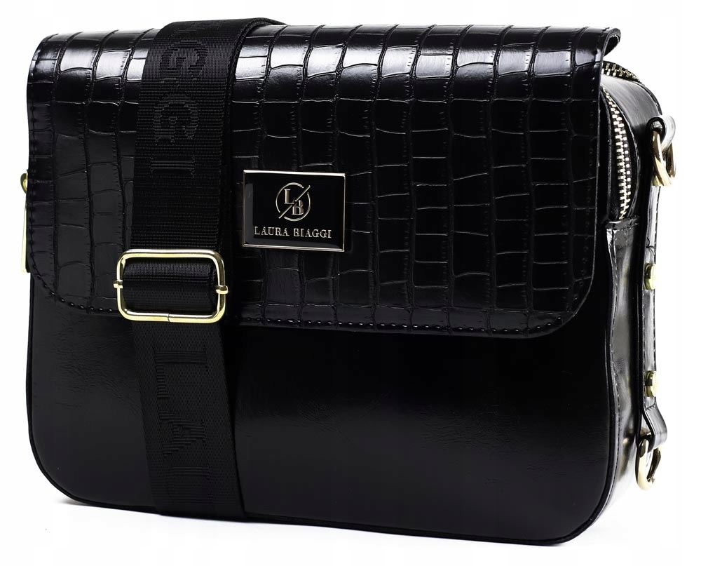 

Torebka Listonoszka Laura Biaggi Czarna Pasek Logo