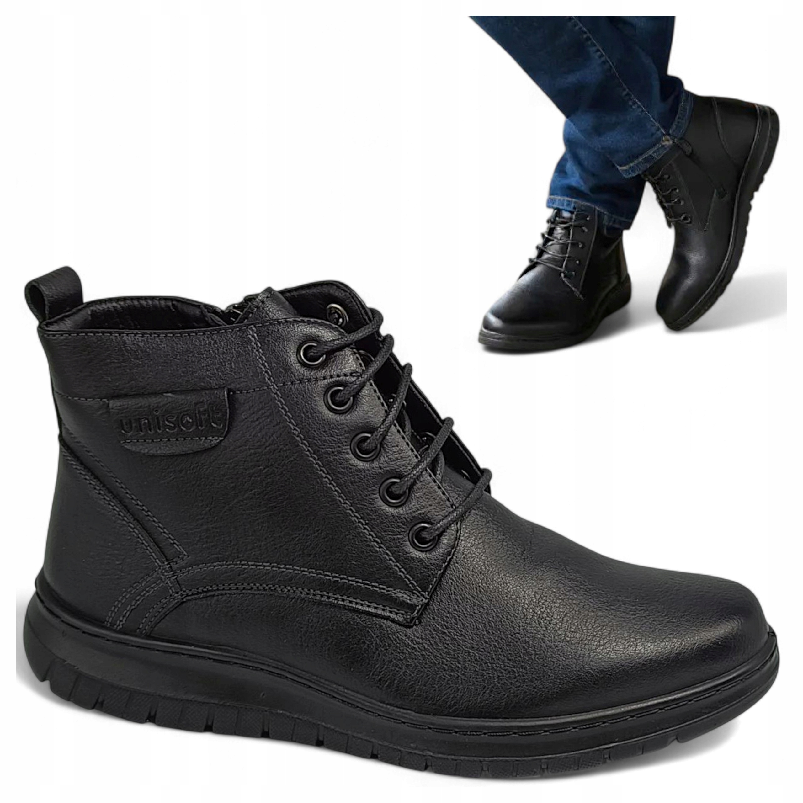 Pánské Zateplené Zimní Polobotky 40 Pohodlné Kotníkové Boty Šněrovací Módní Unisoft