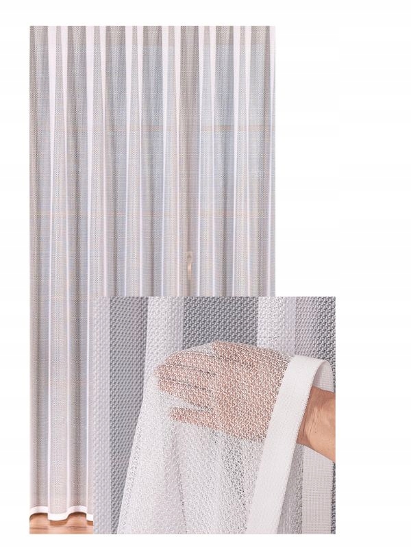 Záclona Žakard Praktická bílá Záclona s páskou na žabky Tunel š. 270x140