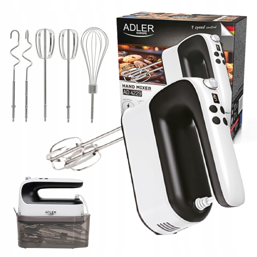 Mikser Ręczny Robot Kuchenny Z Ubijakami LCD 600W 9 Prędkości Turbo AD4229