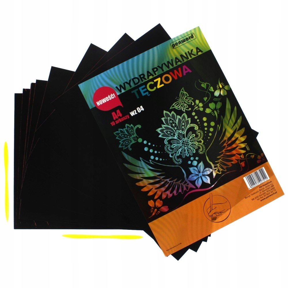 wydrapywanka tęczowa  A4 a'10 multicolor WZ-04 + 2 rylce — 5