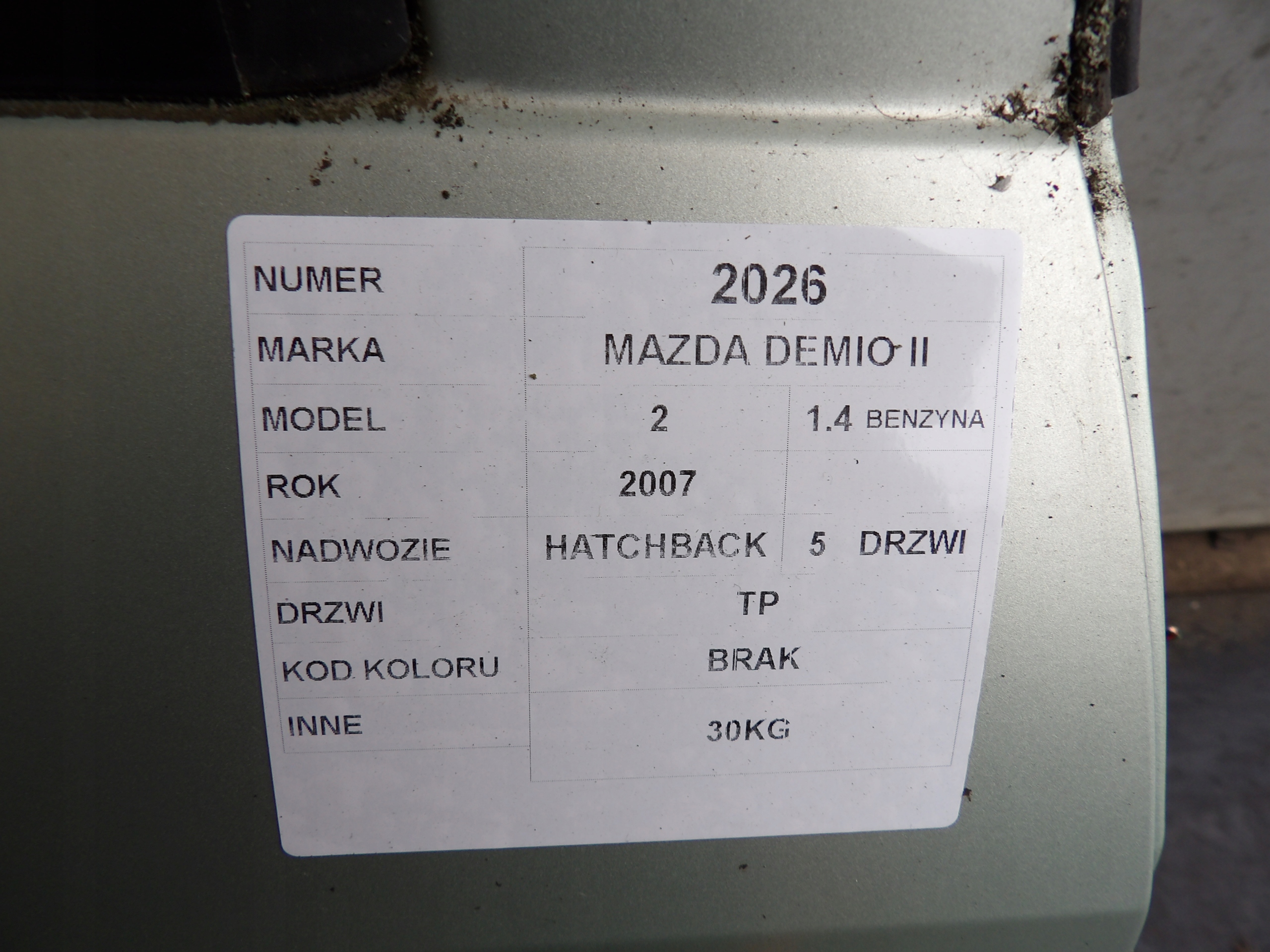 Mazda Demio II door rear. right HB 5D
