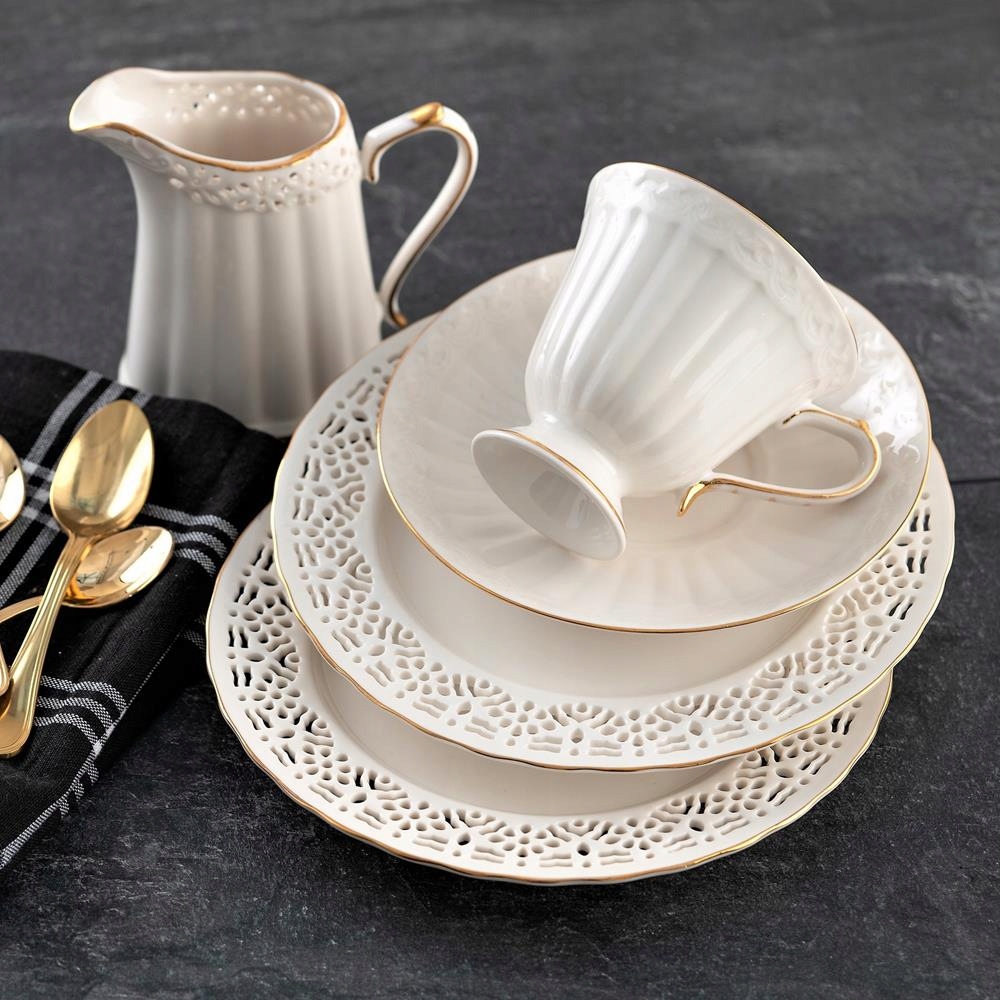 Villa Italia Porcelánový servis kávy/čaju pre 6 osôb Clara Gold Ivory