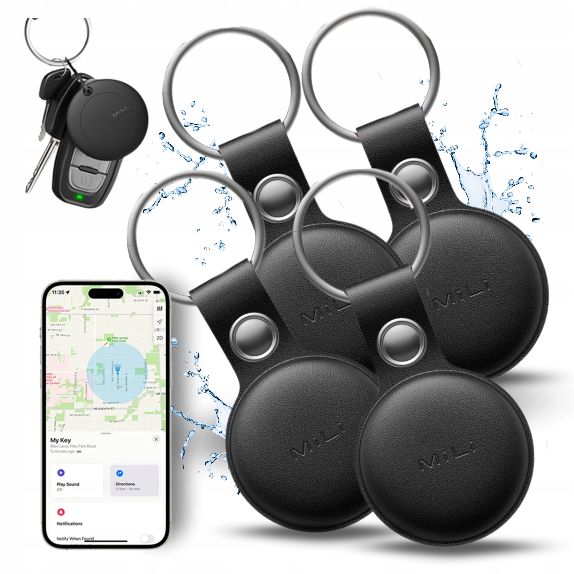 4x Gps lokátor MiTag MiLi Android kľúčenka na batoh s kľúčmi a batožinou pre psa