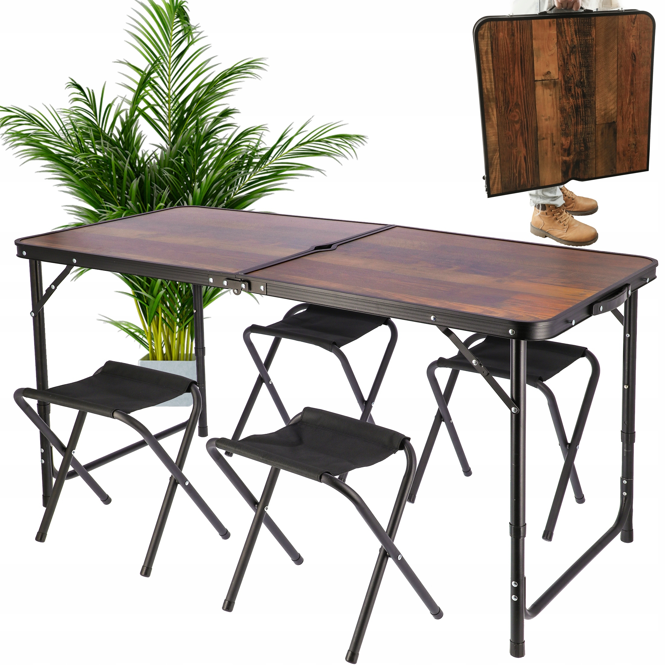 Kempingový Set skládací Turistický zahradní kufr Stolek 4 Židle