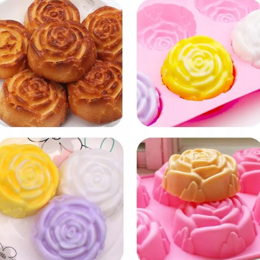 Forma Silikonowa 6xRóża 3D Ciastka Muffinki Czekolada Mydła Świece MF-028 Marka SENZI COSMETICS