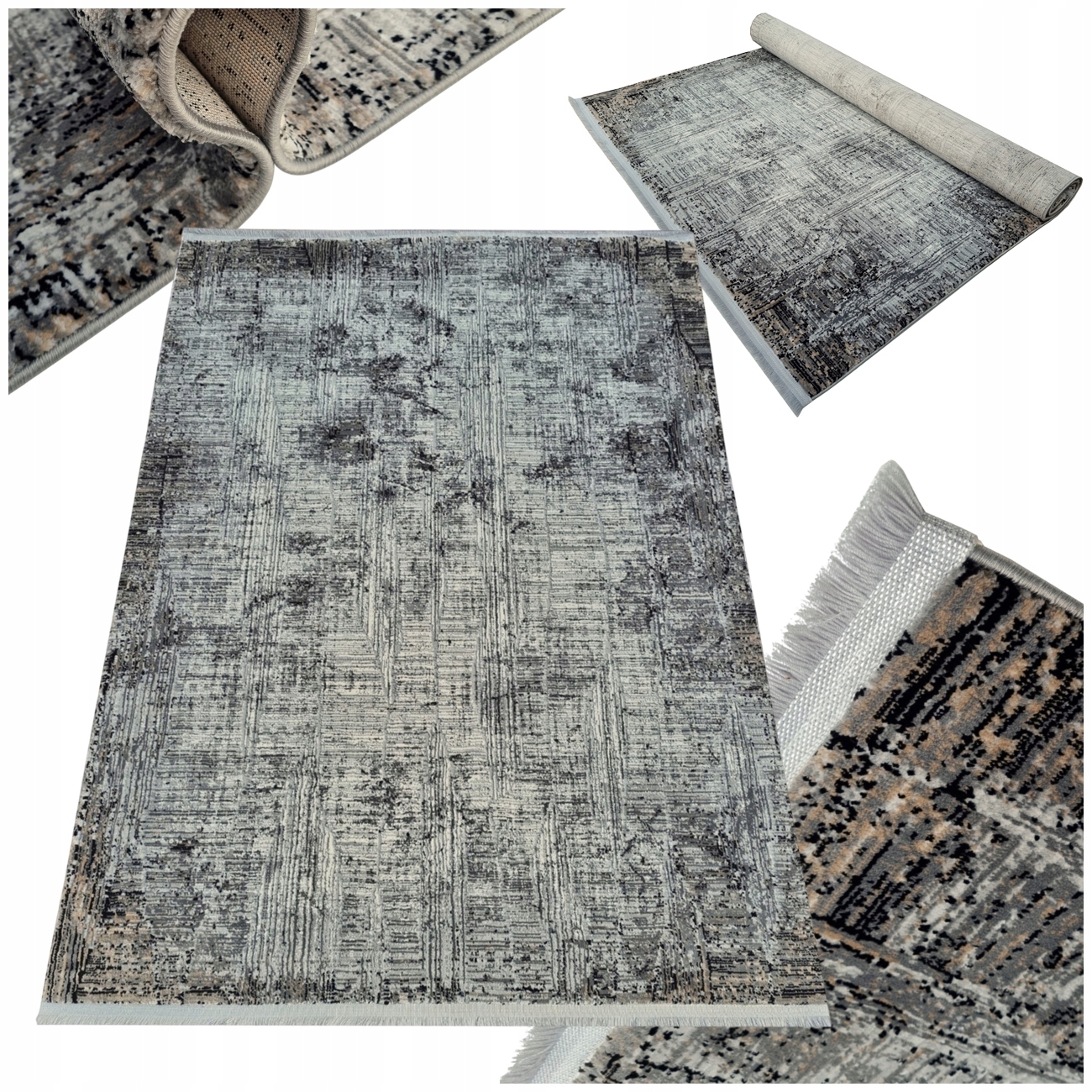 Dywan Nowoczesny 160x220 Przecierany Stylowy Szary MIX Wzorów