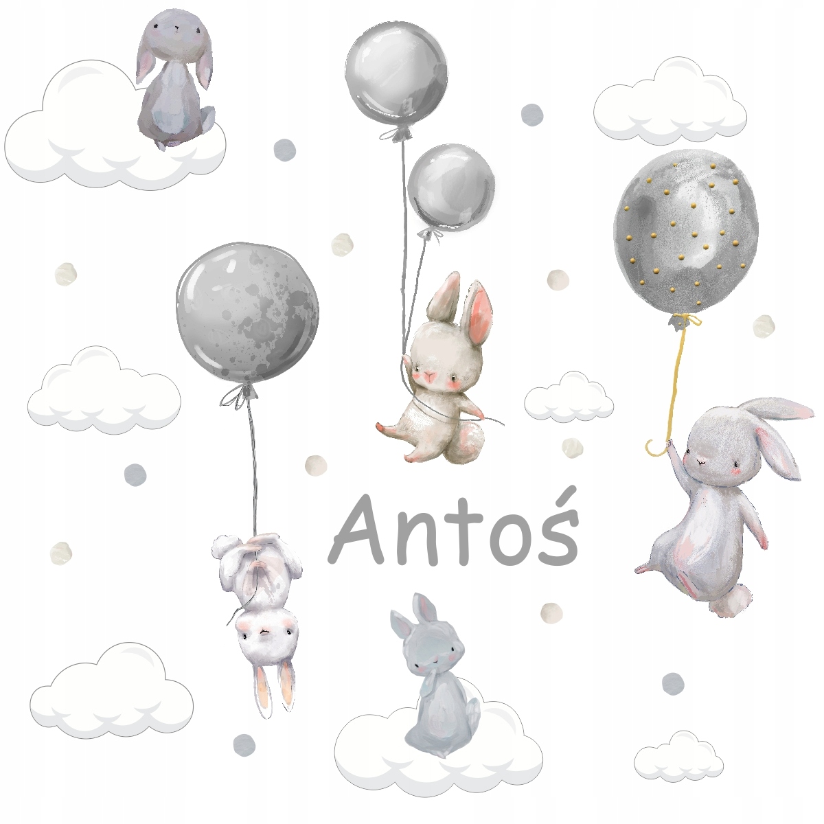 Naklejki na ścianę z imieniem chmurki 120x100