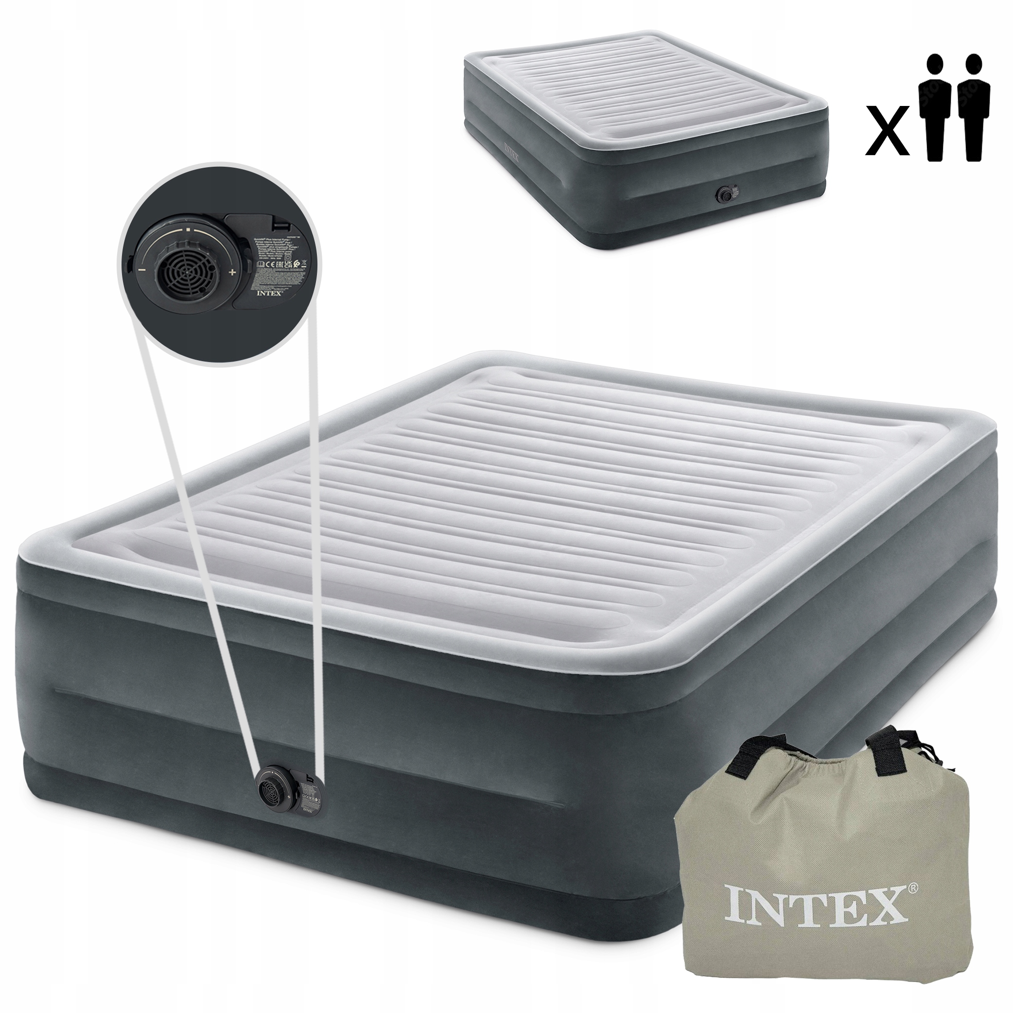 Matrace Postel Na Spaní Dvoulůžková Automatická Pumpa 203 x 152 cm Intex