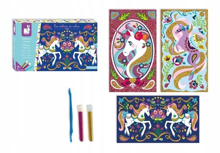 Zestaw kreatywny obrazki brokatowe Magiczny brokat Jednorożce Janod 7+ Marka Janod
