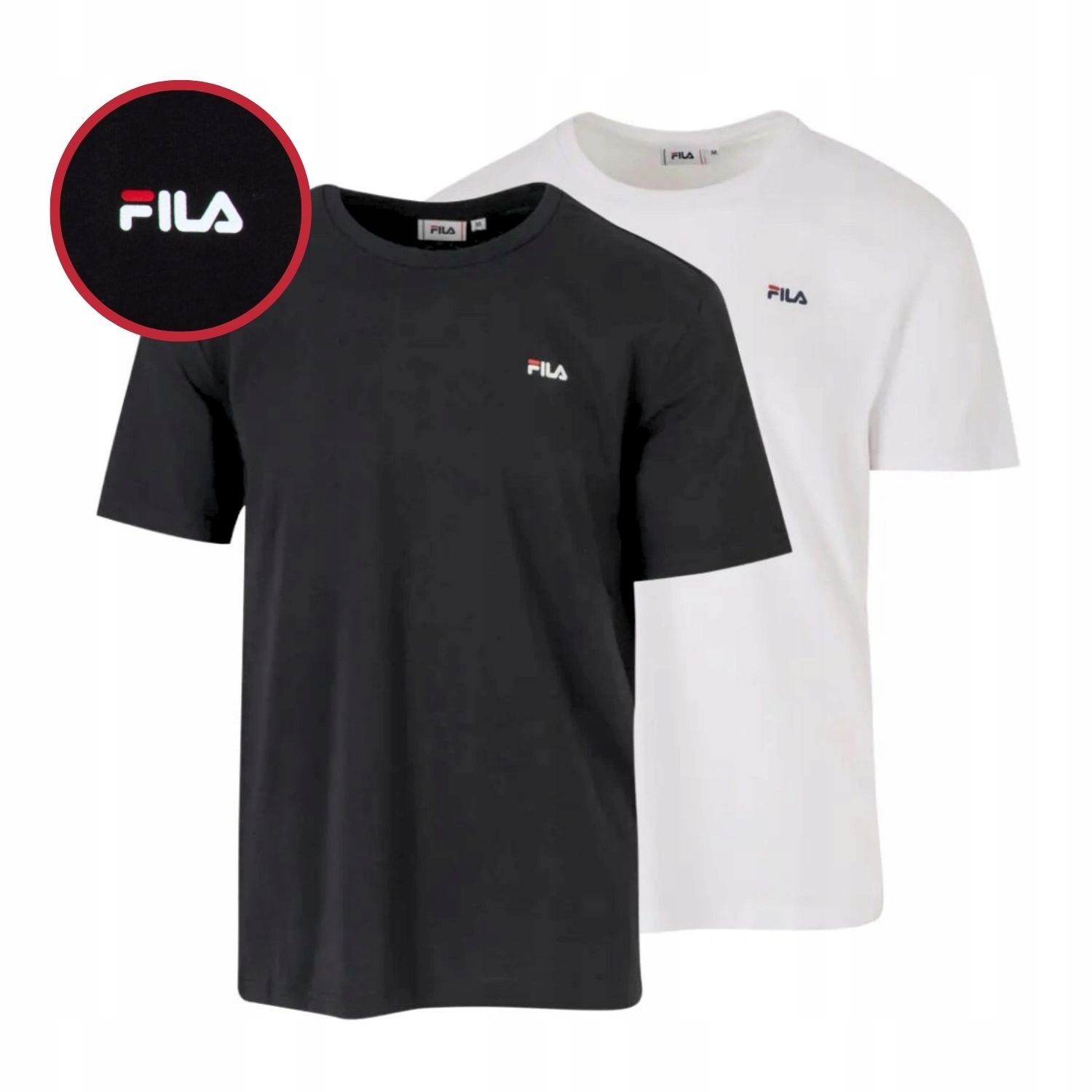 Zestaw Koszulka męska Fila Biała Czarna 2PACK logo bawełniana komplet r. S