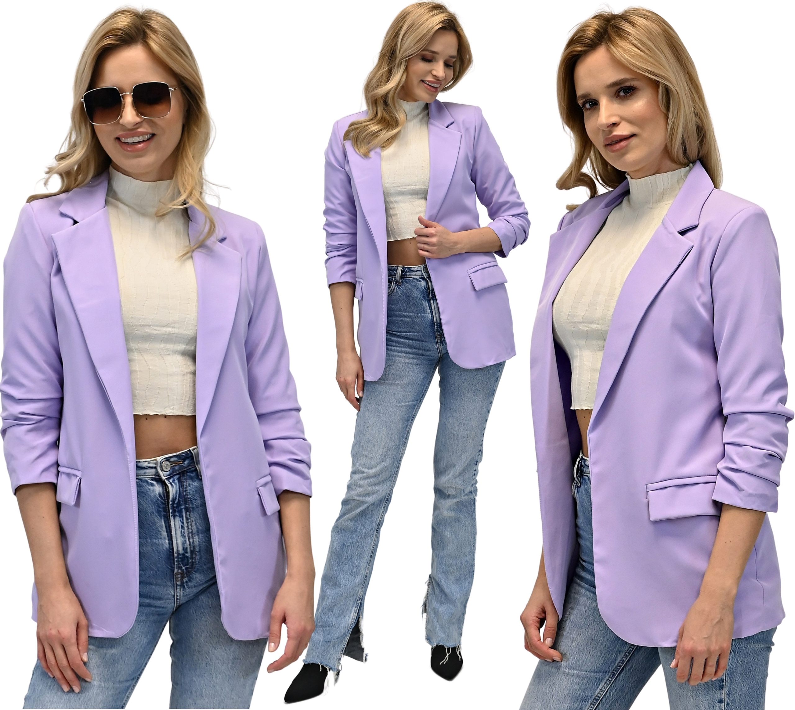 MARYNARKA damska Żakiet NARZUTKA Liliowa - XL/42 Marka Alur