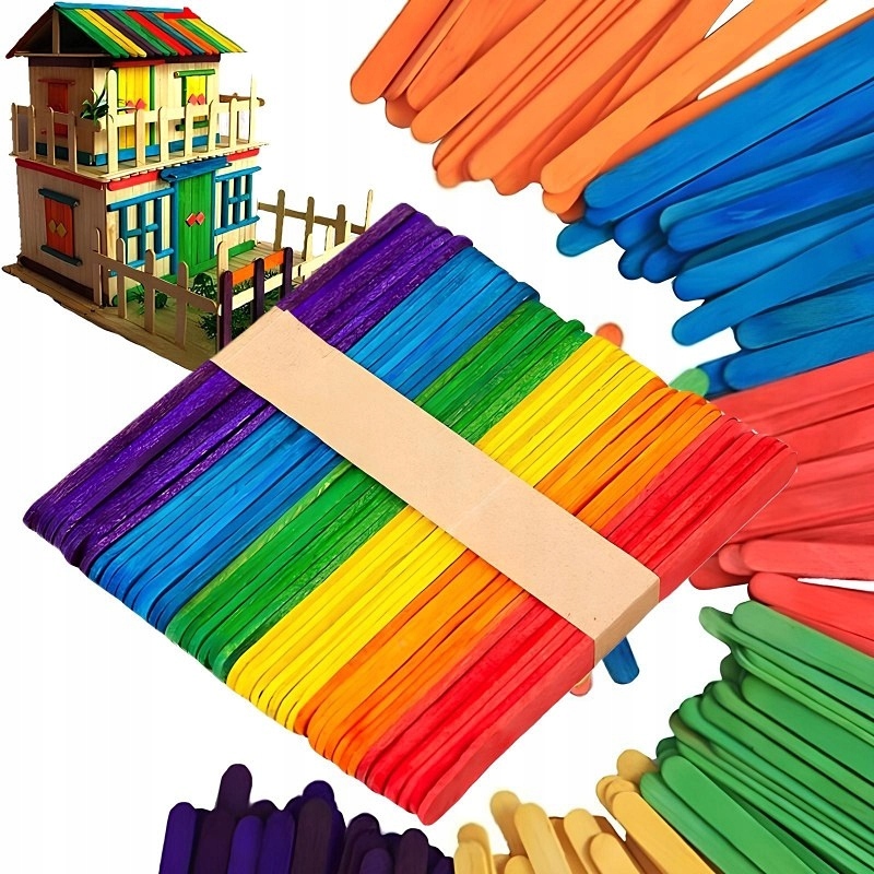 PATYCZKI KREATYWNE SZPATUŁKI KOLOROWE 50SZT