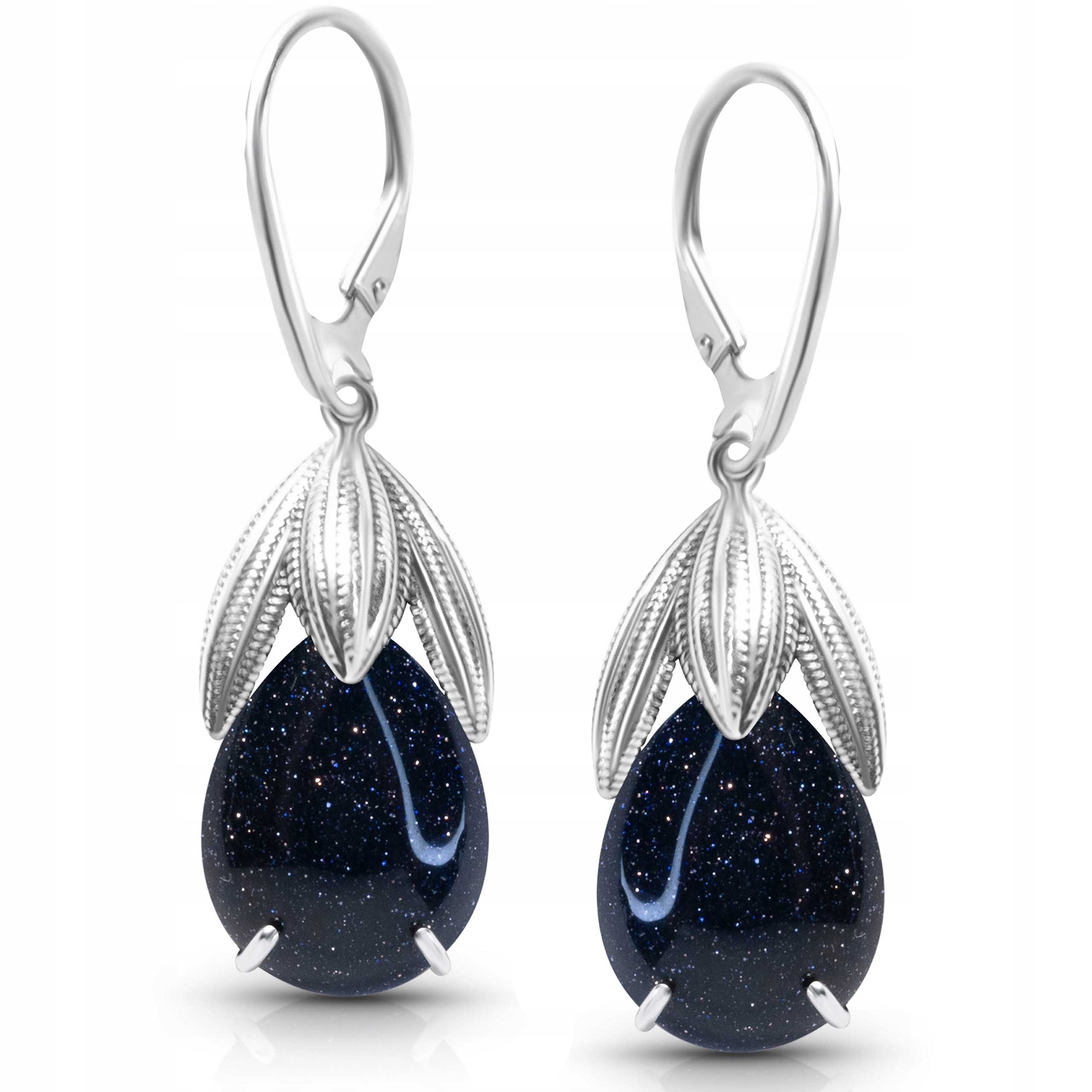 Stříbrné náušnice noc kairu s černým kamenem, šperky stříbro Ag 925