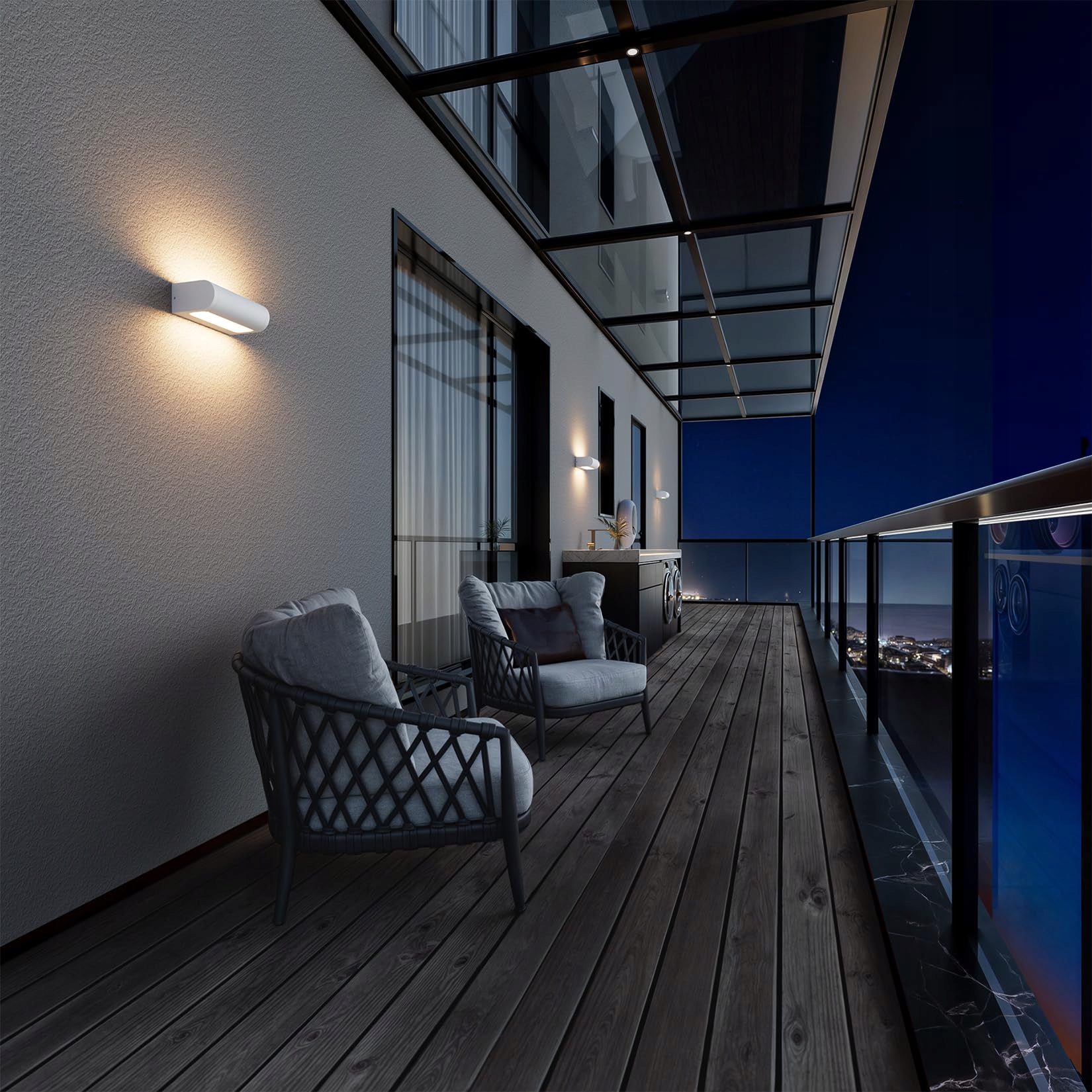 Lampa Zewnętrzna LED Kinkiet Wodoodporny Do Ogrodu Tarasu Biała 18W IP65 K- — miniatura 7