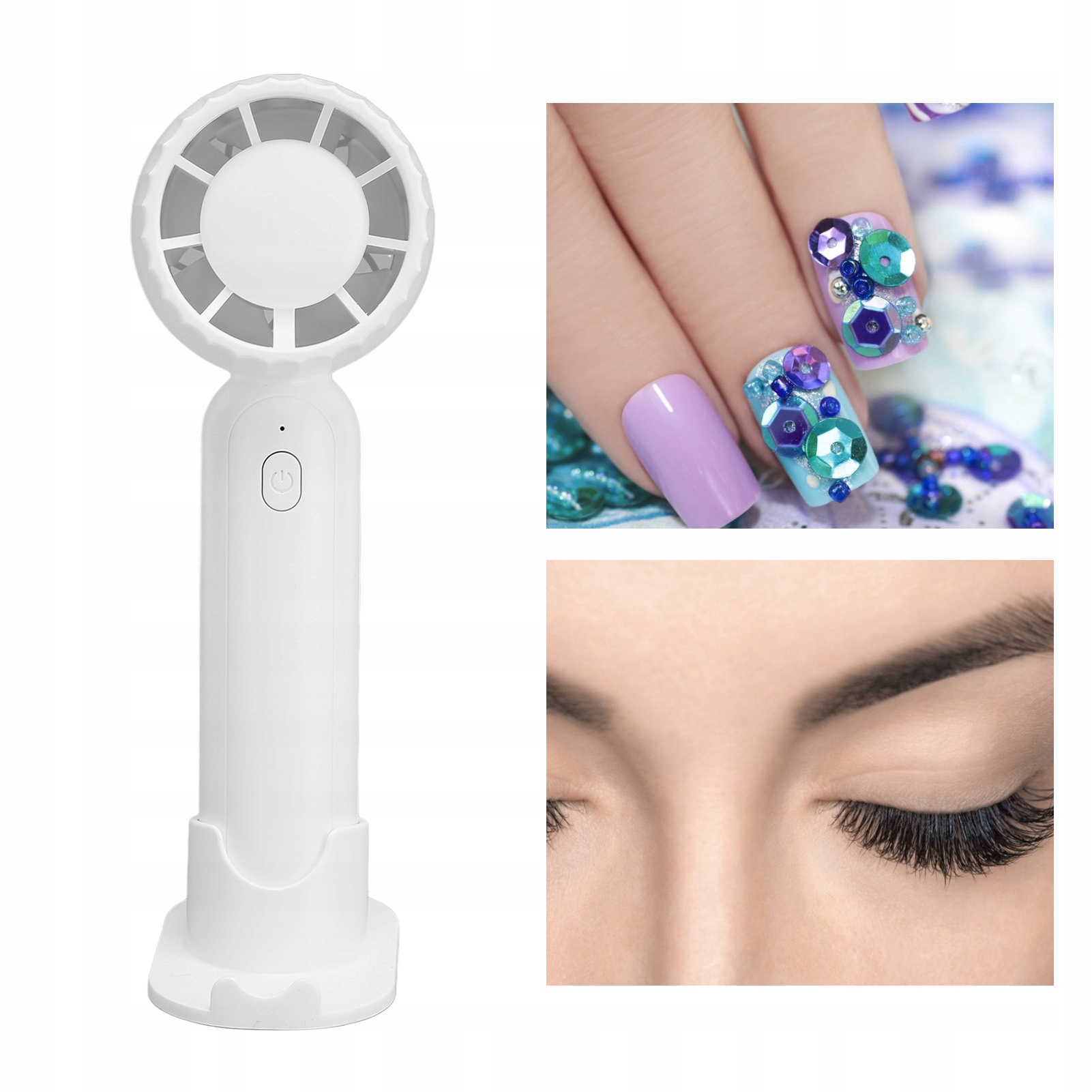 SUSZARKA DO RZĘS PRZENOŚNY WENTYLATOR MINI WIATRAK OSUSZACZ BIAŁA USB