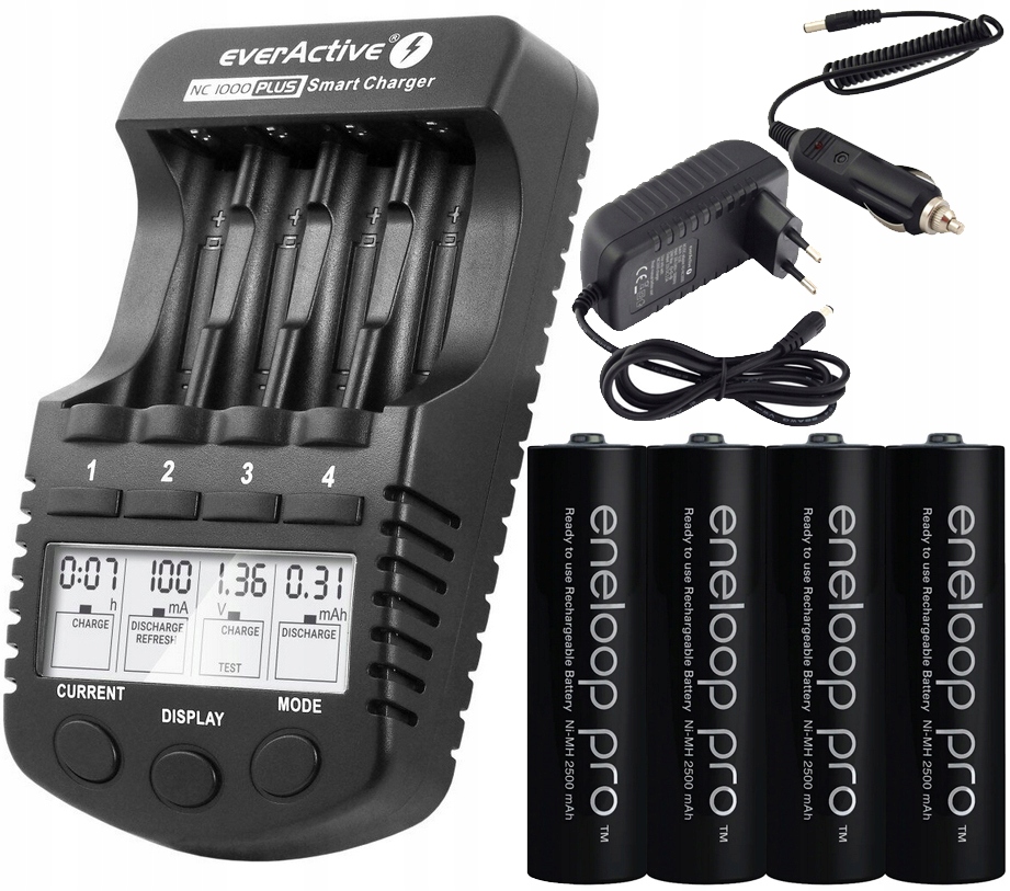Nabíječka Baterií Aa Aaa LCD 4 Nezávislé Kanály 4 Baterie Eneloop