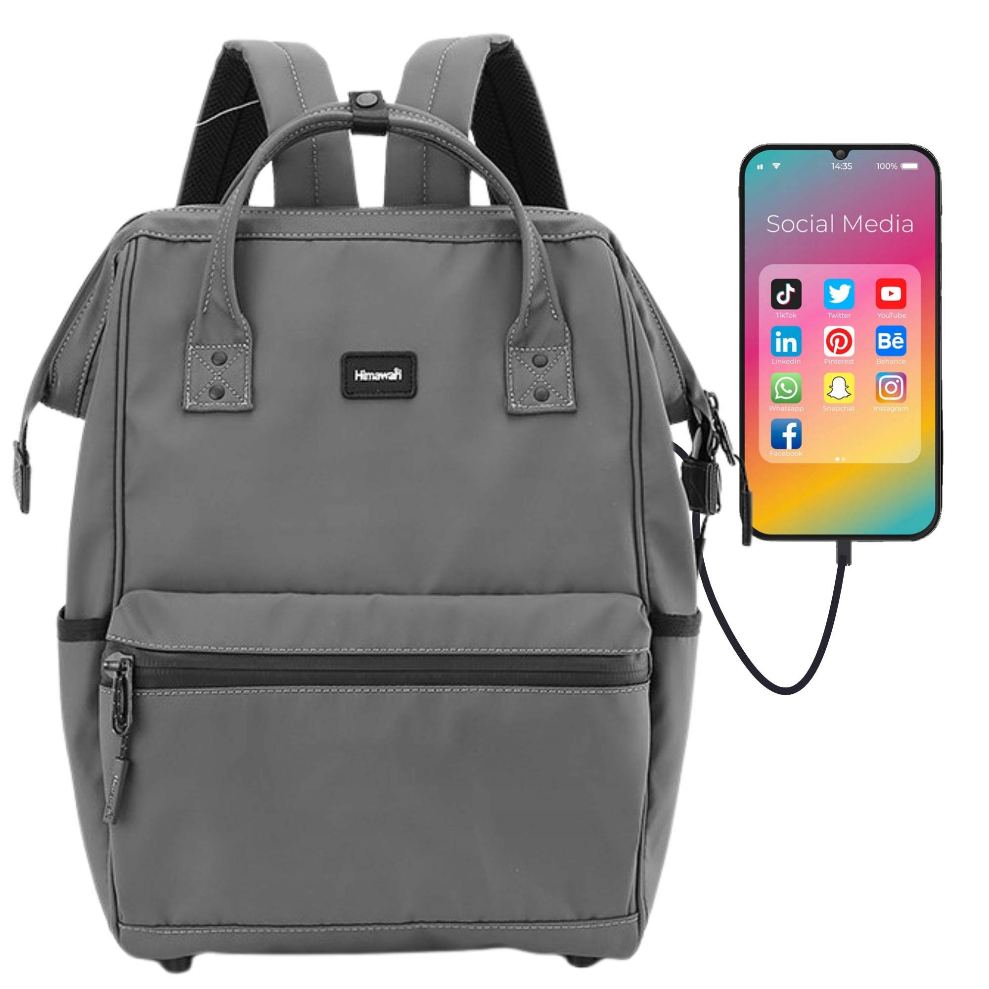 Plecak Himawari torba podróżna Usb wodoodporny na laptopa bagaż kabinowy