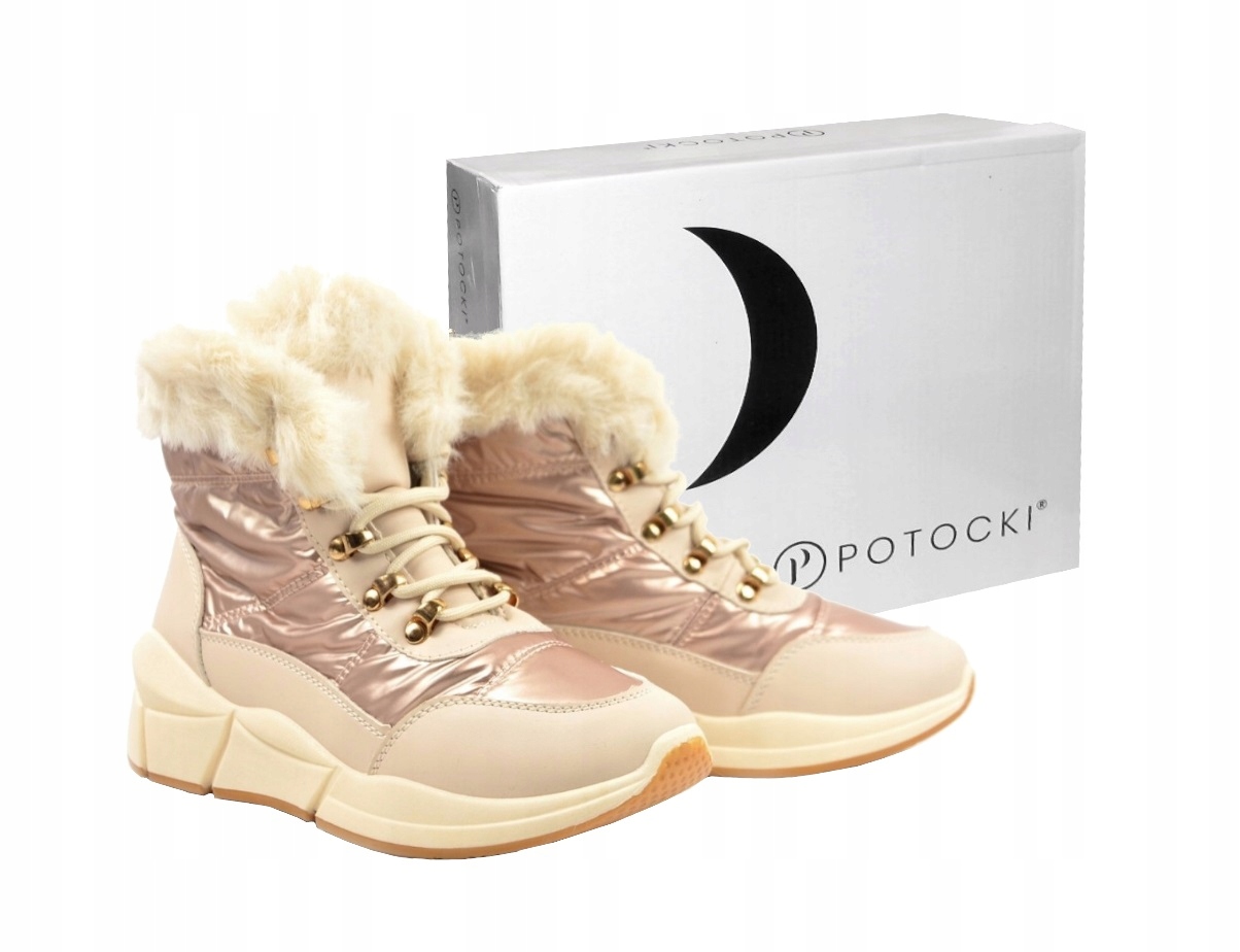 Dámské Kotníkové Boty Na Klínku Sněhovky Béžové Zlaté Potocki vel. 36