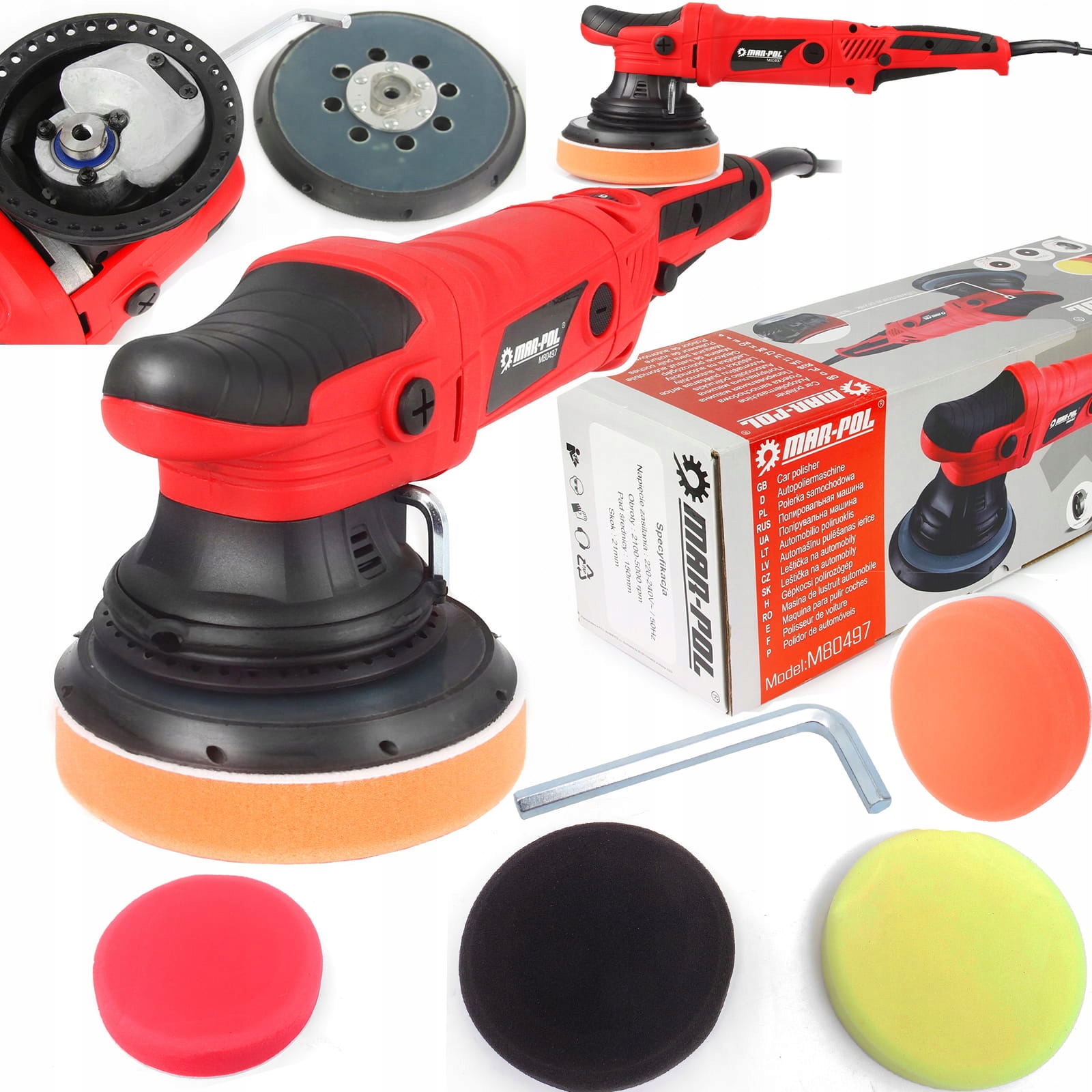 АВТОПОЛІРУВАЛЬНА МАШИНА, ОРБІТАЛЬНА ШЛІФУВАЛЬНА МАШИНА З РЕГУЛЮВАННЯМ ПОДВІЙНОЇ ДІЇ + ГУБКА