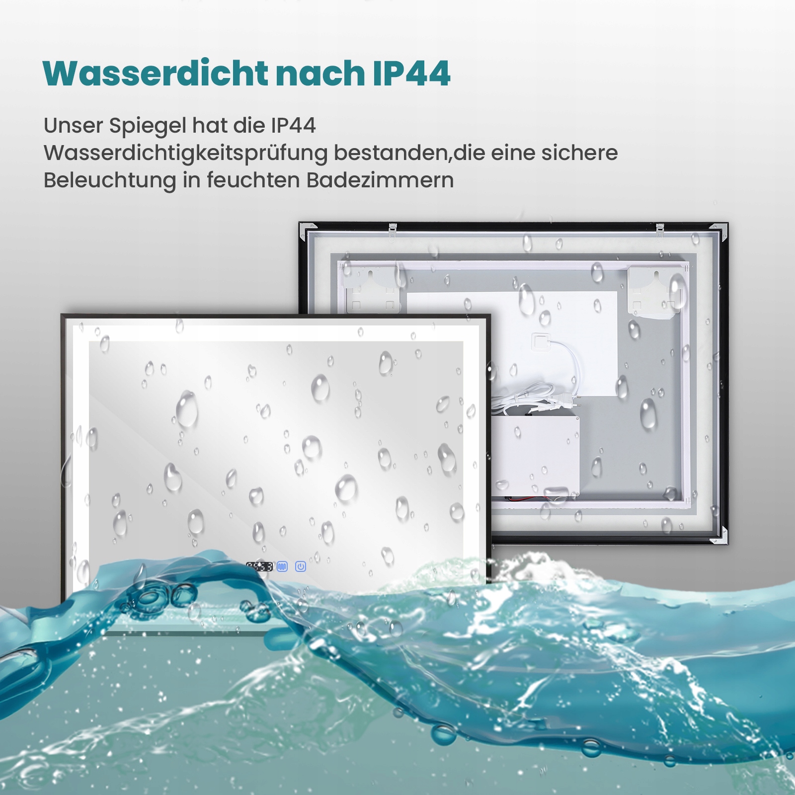 LUSTRO LED 80x60 ŁAZIENKOWE LEDOWE PODŚWIETLANE WŁĄCZNIK DOTYKOWY PREMIUM Kształt prostokąt