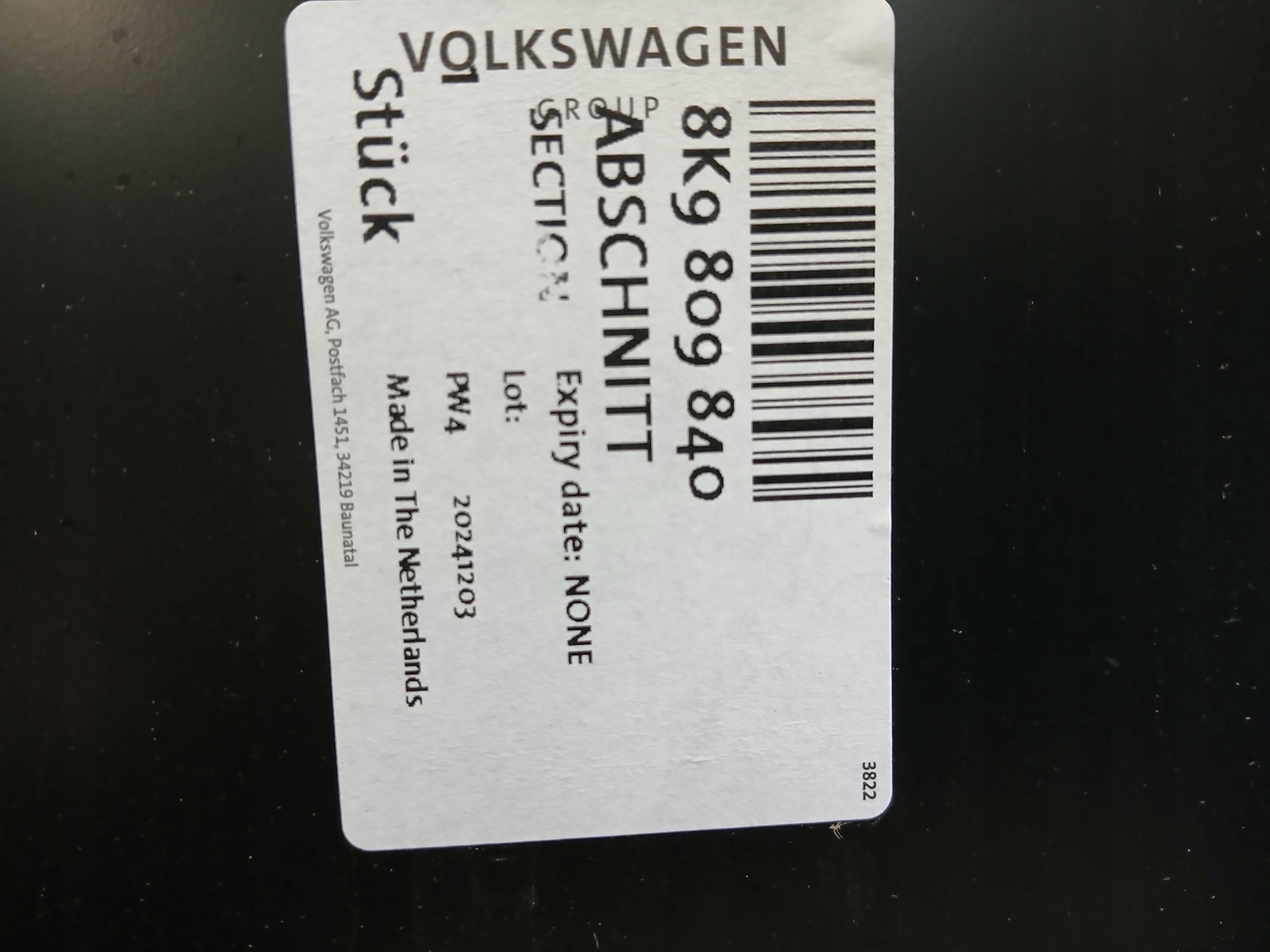 threshold pillar right AUDI A4 B8 8K 08- 8K9809840