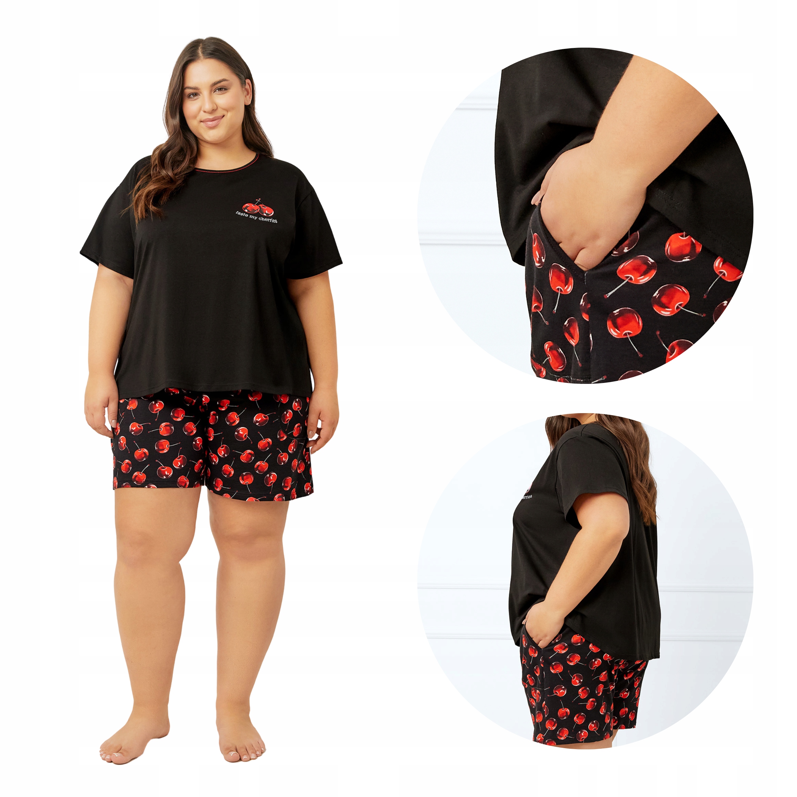 Dámské pyžamo s krátkým rukávem a krátkými kalhotami Cherry XL Italian Fashion