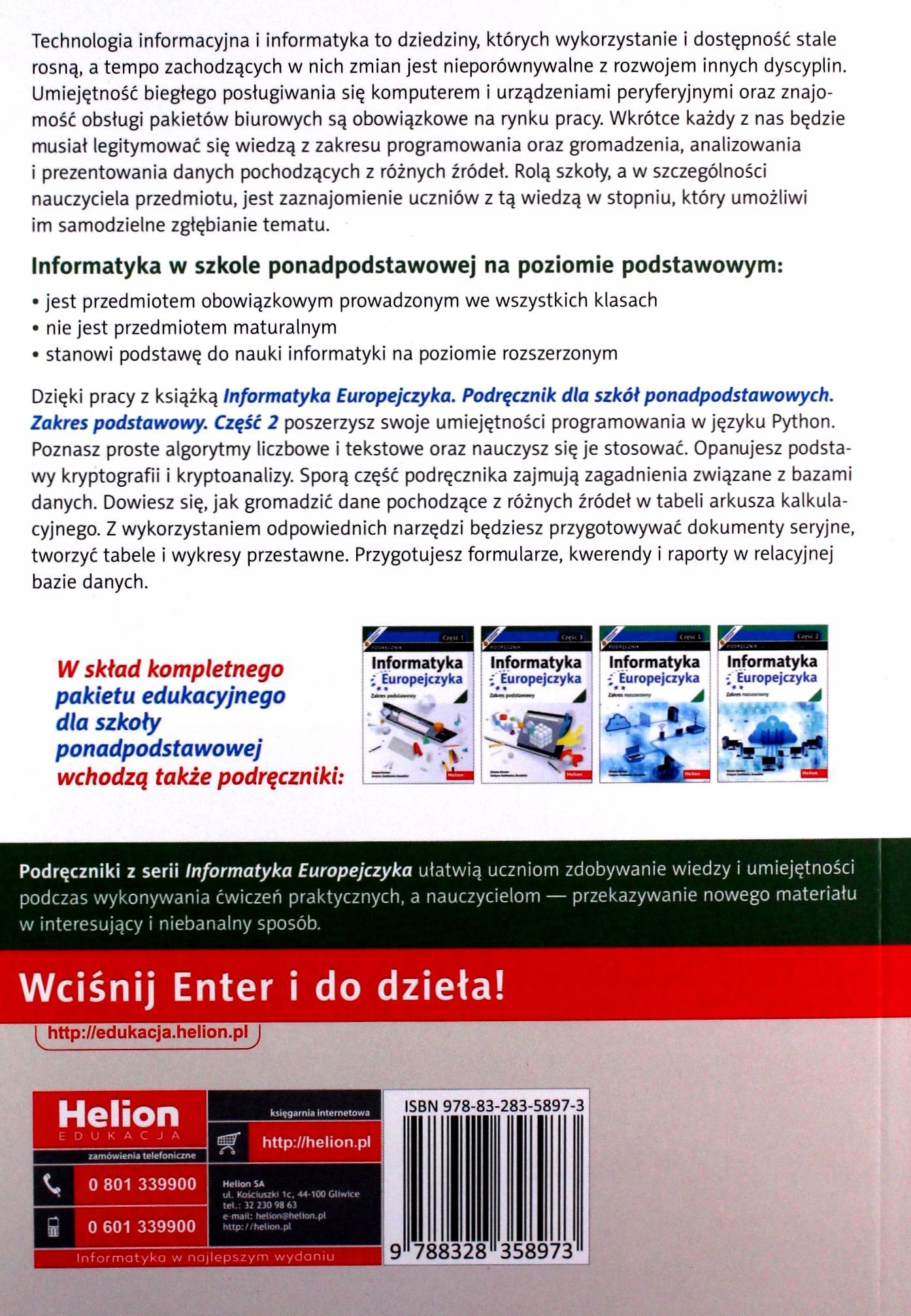 INFORMATYKA EUROPEJCZYKA PODRĘCZNIK DLA SZKÓŁ PONADPODSTAWOWYCH ZAKRES PODS Stan opakowania oryginalne