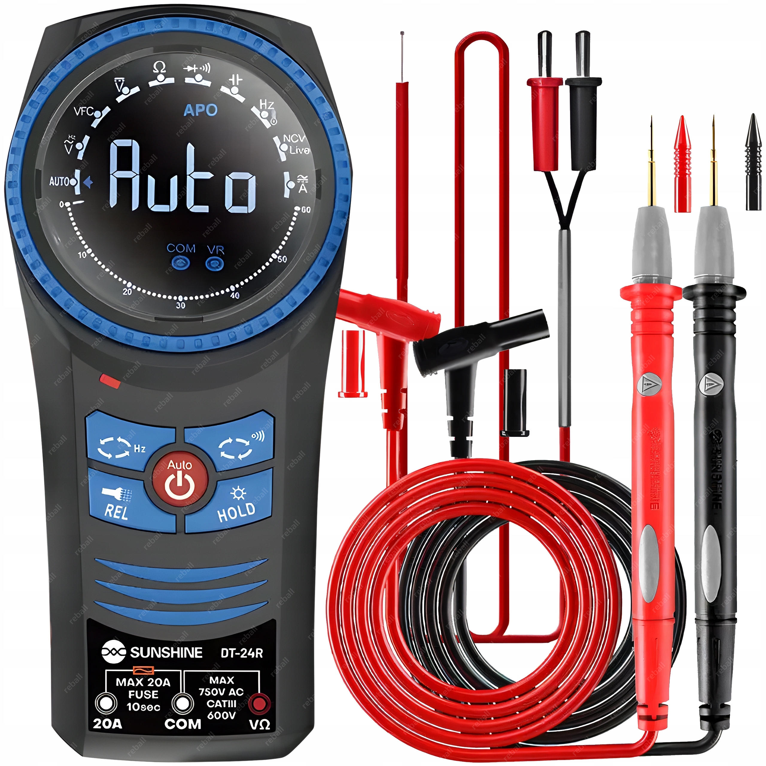 UNIWERSALNY MULTIMETR CYFROWY SUNSHINE DT-24R MIERNIK PRĄDU NAPIĘCIA AUTO