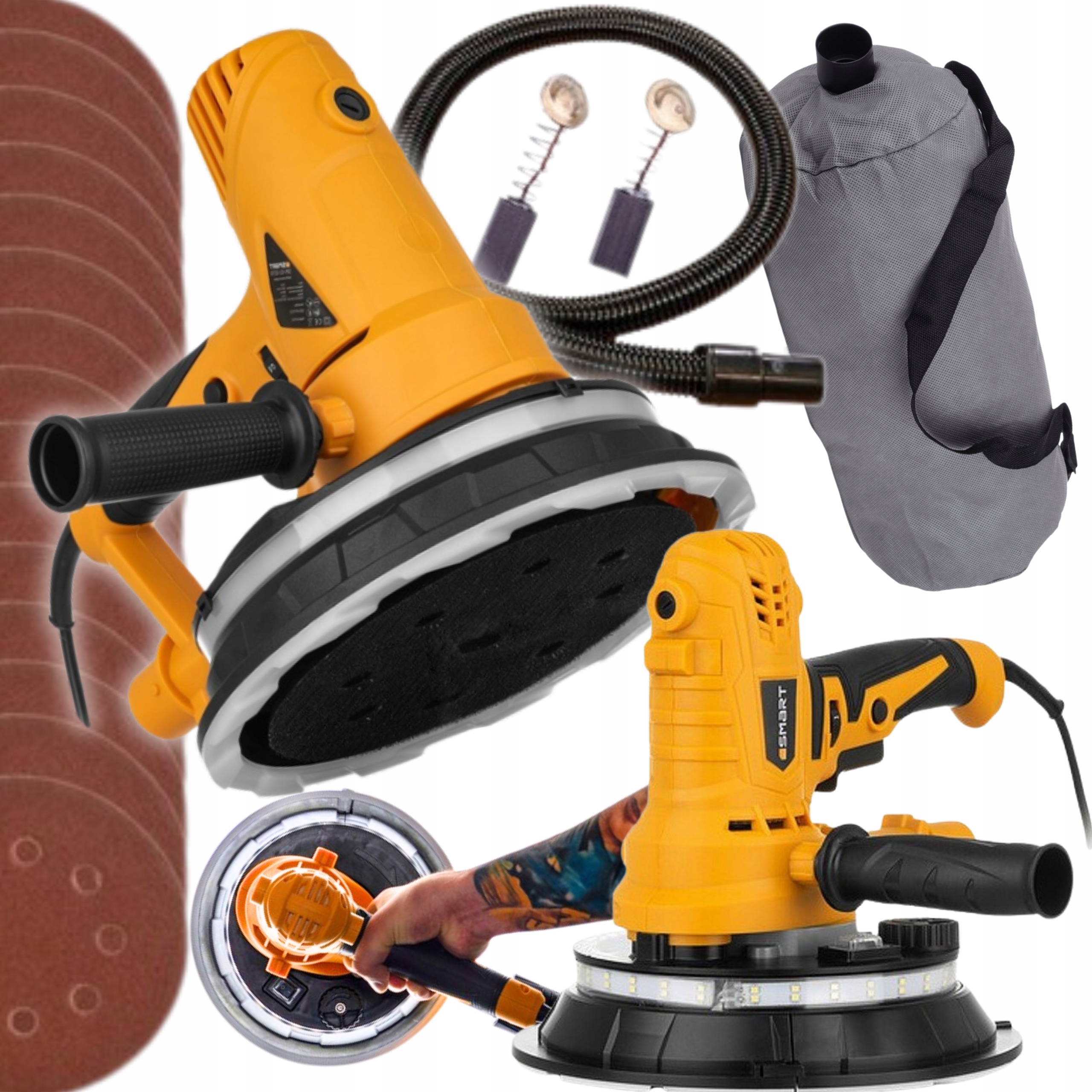 Szlifierka do gipsu gładzi ścian sufitu płyt gipsowych 2 x Led Samossąca