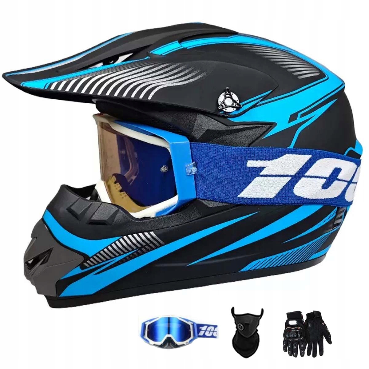 Motocyklová Přilba Lehká Enduro Quada Brýle Rukavice Maska M