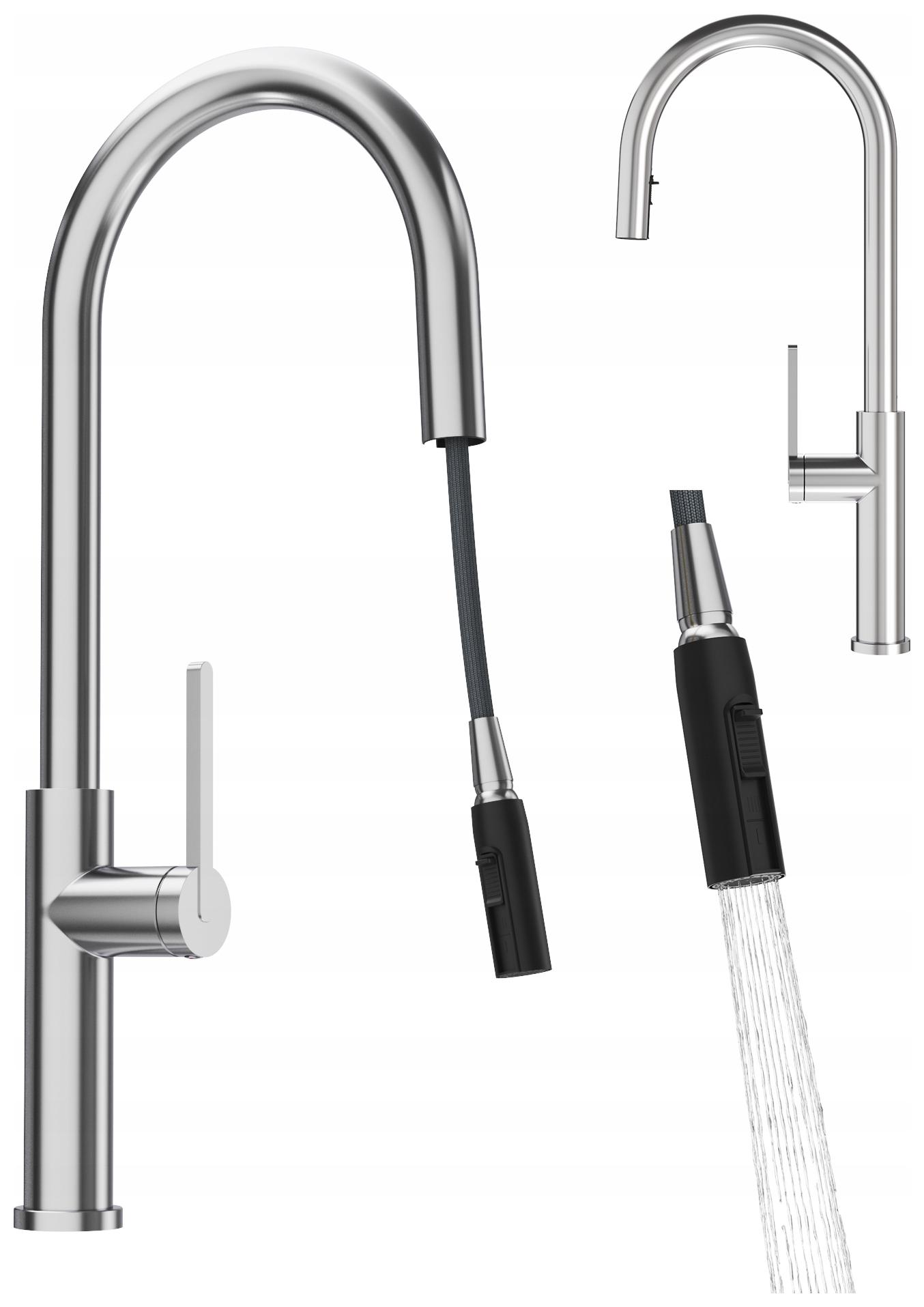 Kuchynská Batéria S Výsuvnou Sprchou Chrómová Dvojfunkčná Strieborná Prati