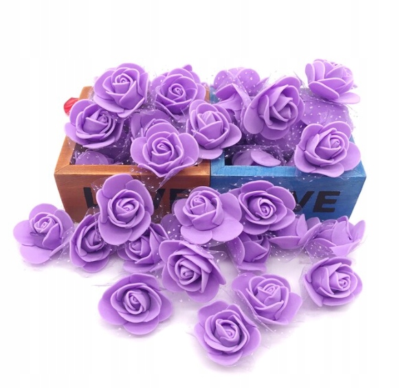 

Fioletowe Róże Z Tiulem Piankowe 3 CM 10 Szt
