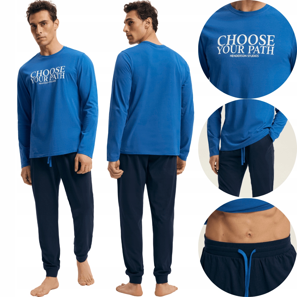 Pánské bavlněné dlouhé klasické pyžamo střih Henderson 43472 Loop 3XL