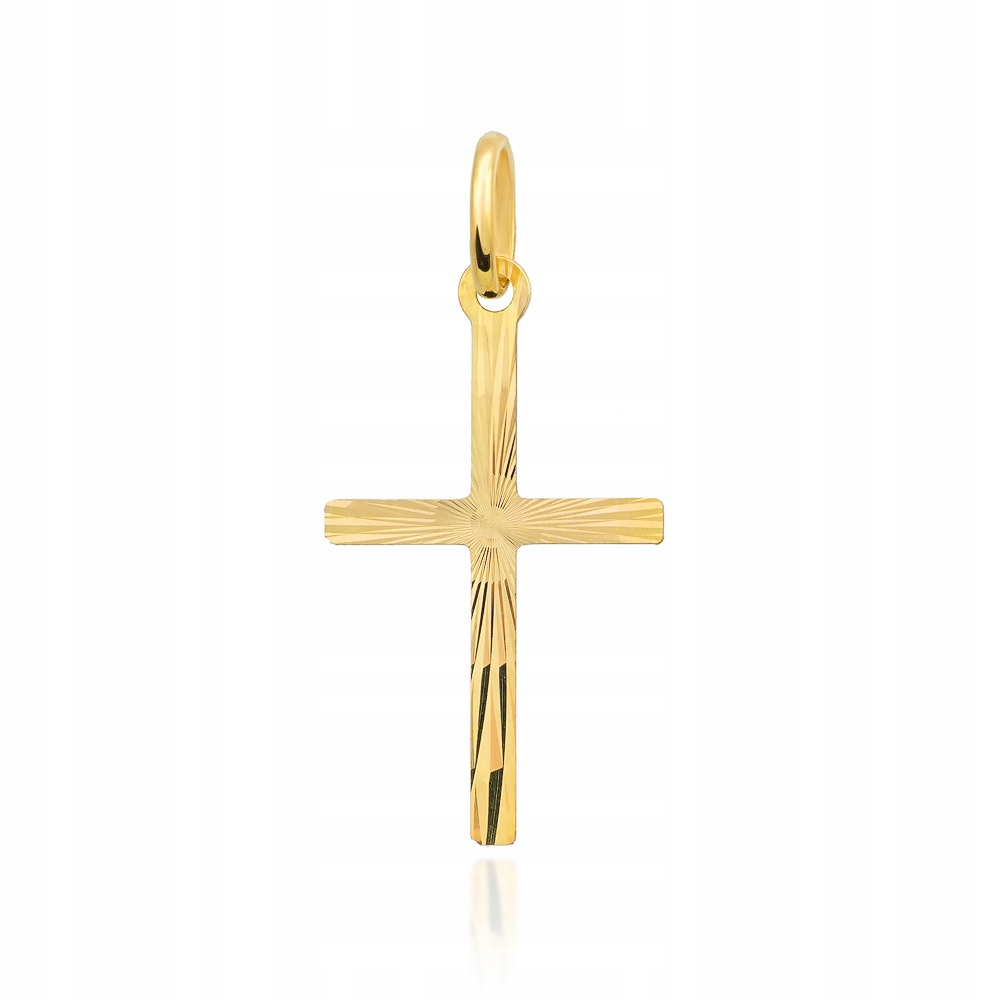 Krzyżyk złoty DELIKATNY DIAMENTOWANY 585 CHRZEST KOMUNIA GRAWER GRATIS Marka GoldenSky