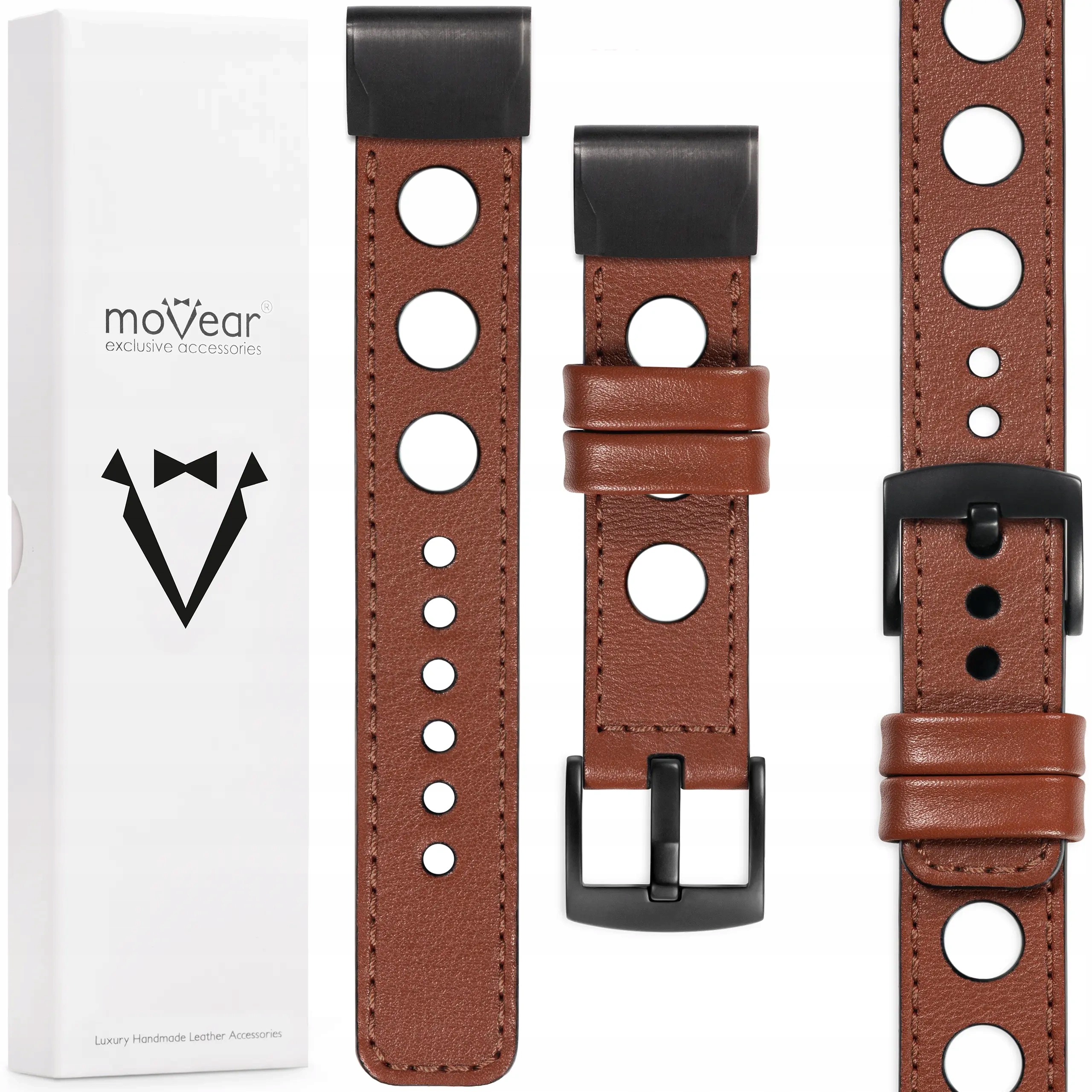 Prémiový řemínek pro Garmin QuickFit 26 mm Fenix 8X 7X 6X 5X kožený Polský