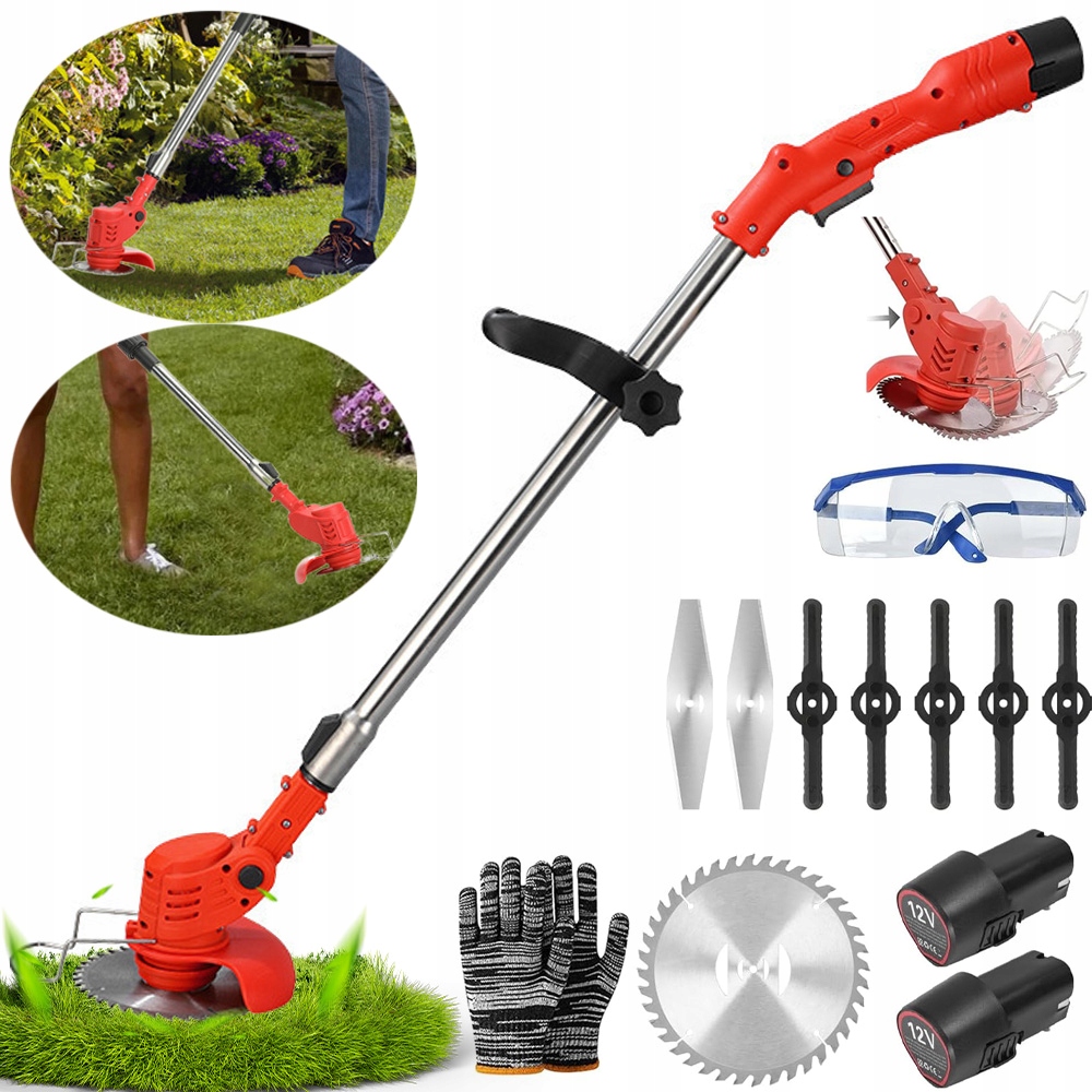 Kosa Podkaszarka Akumulatorowa 12V Teleskopowa Wykaszark 650W 2XAKU Zestaw